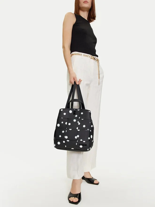 DESIGUAL Zaino Donna Nero a Pois Tre Scomparti