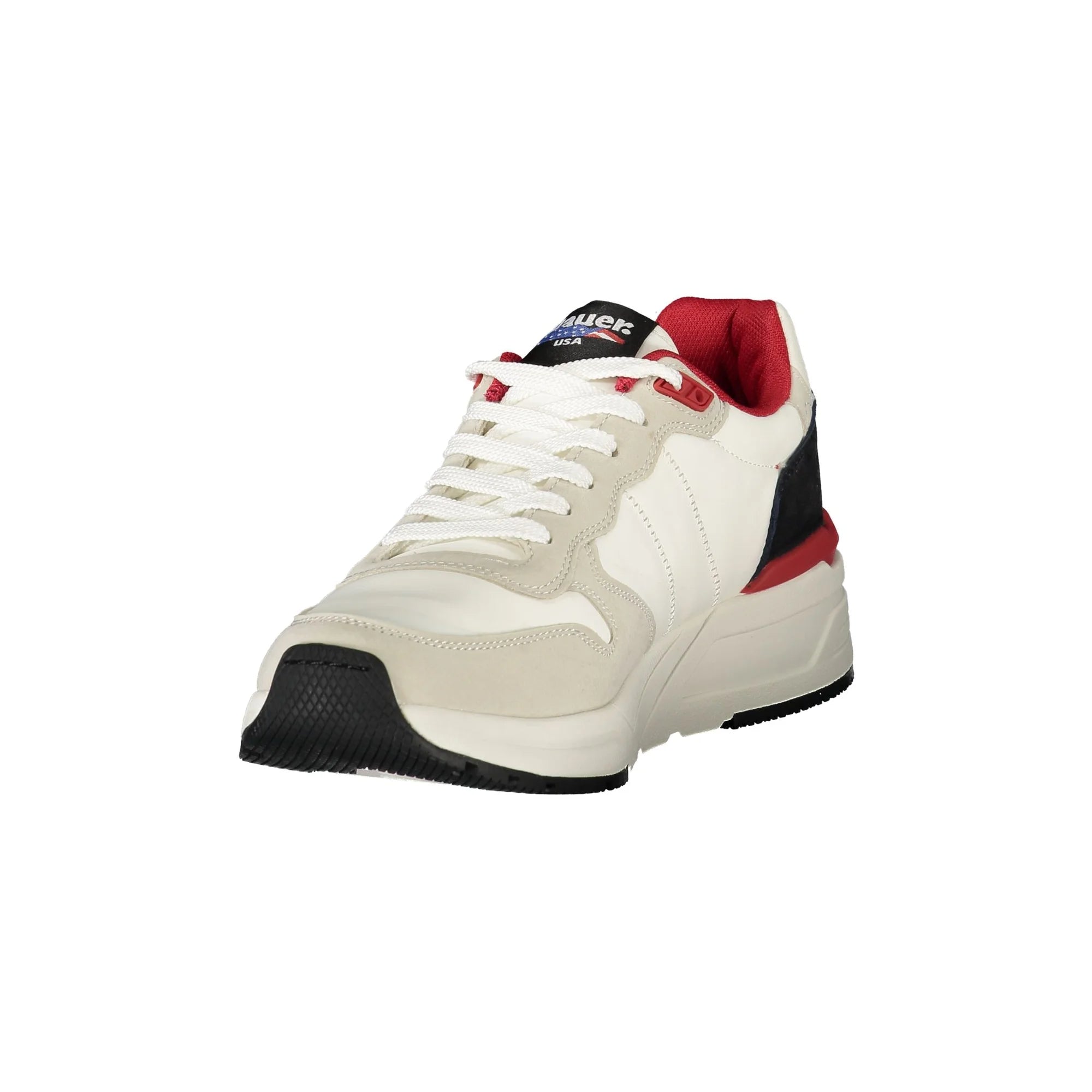 BLAUER Scarpe Sportive Uomo Bianche con Dettagli Rossi e Lacci
