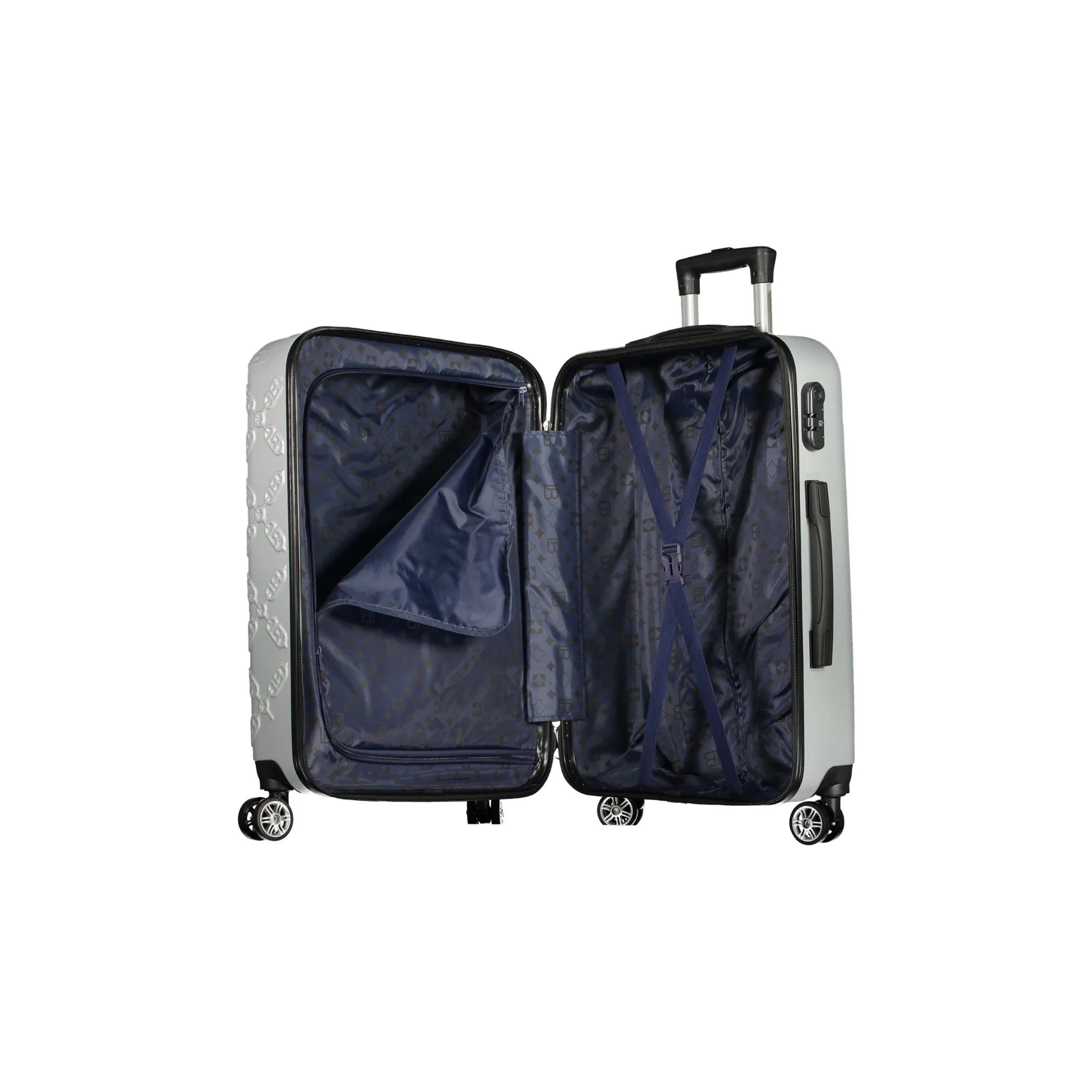 LAURA BIAGIOTTI Set 3 Trolley Grandi Donna Argento con Ruote e Lucchet