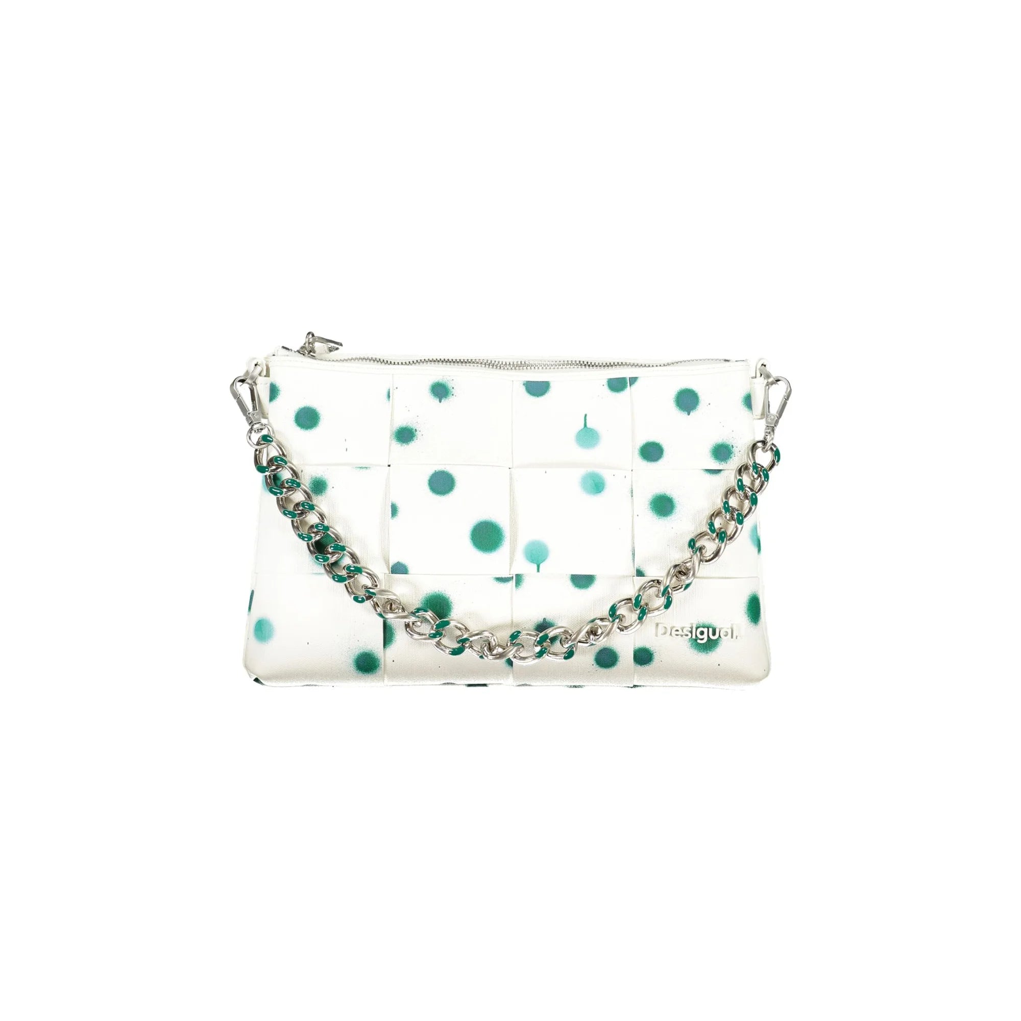 DESIGUAL Borsa Donna Bianco a Mano Pois con Tracolla e Catena
