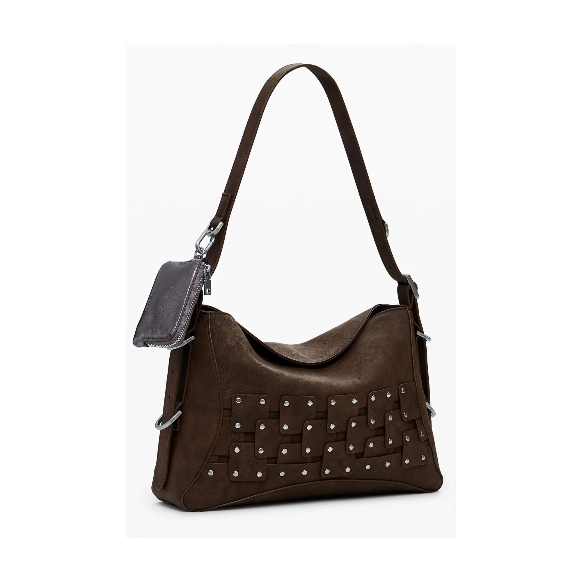 DESIGUAL Borsa Donna Marrone a Spalla New Patch con Portamonete