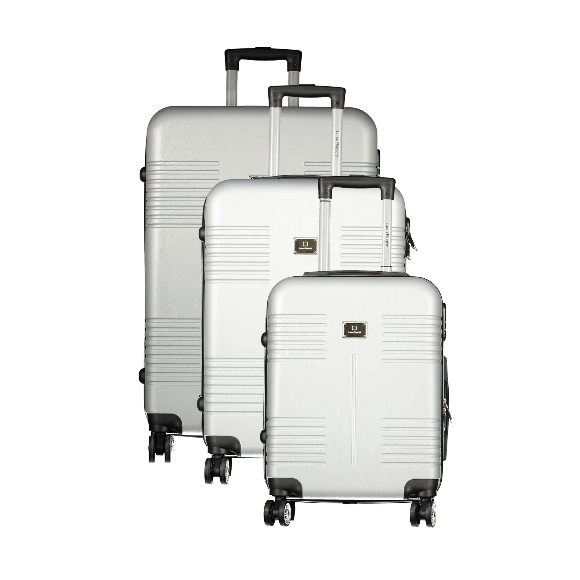 LAURA BIAGIOTTI Set 3 Trolley Grandi Argento con Ruote e Chiusura a Co