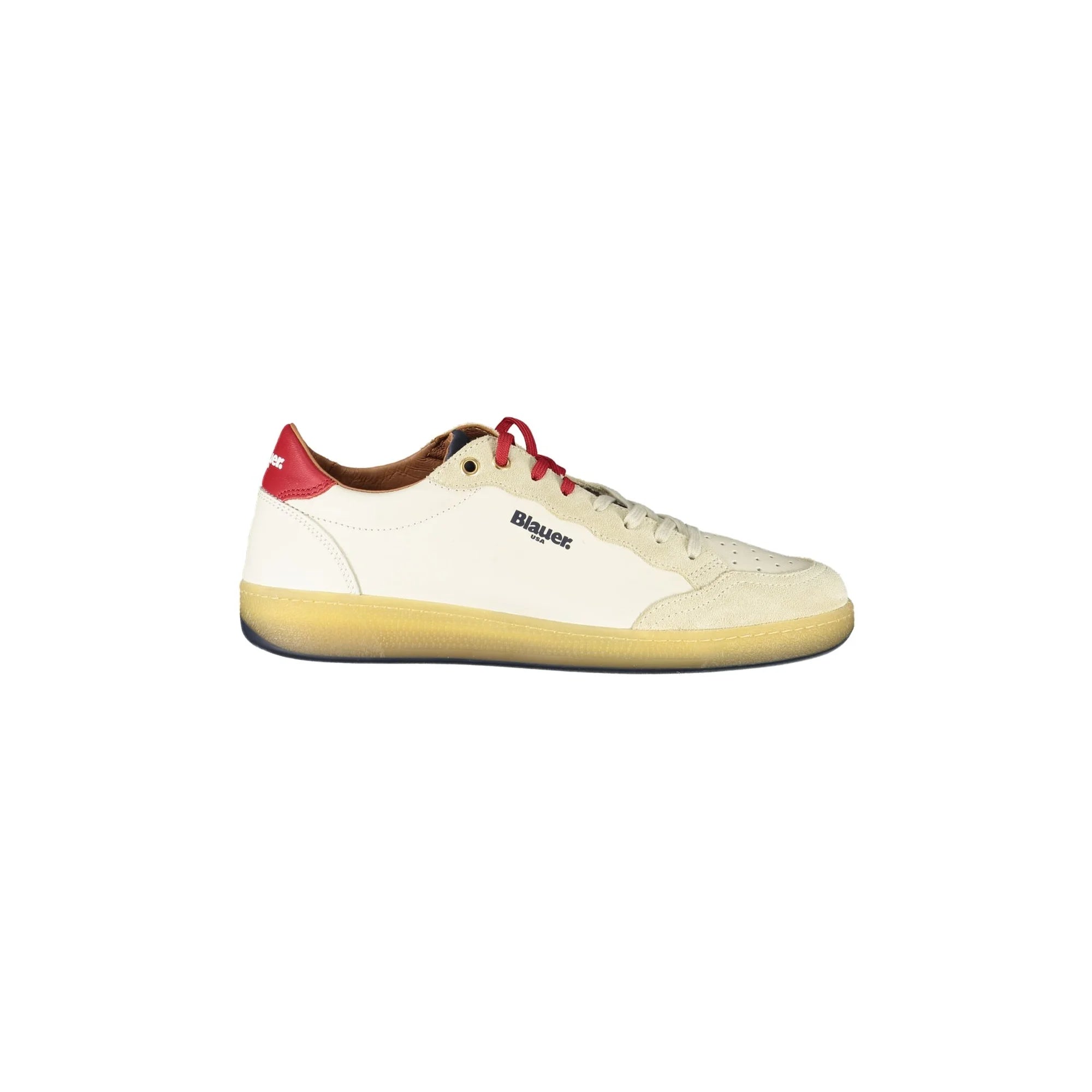 Sneakers Blauer Uomo: Bianco, Doppio Laccio e Dettagli Blu/Rosso