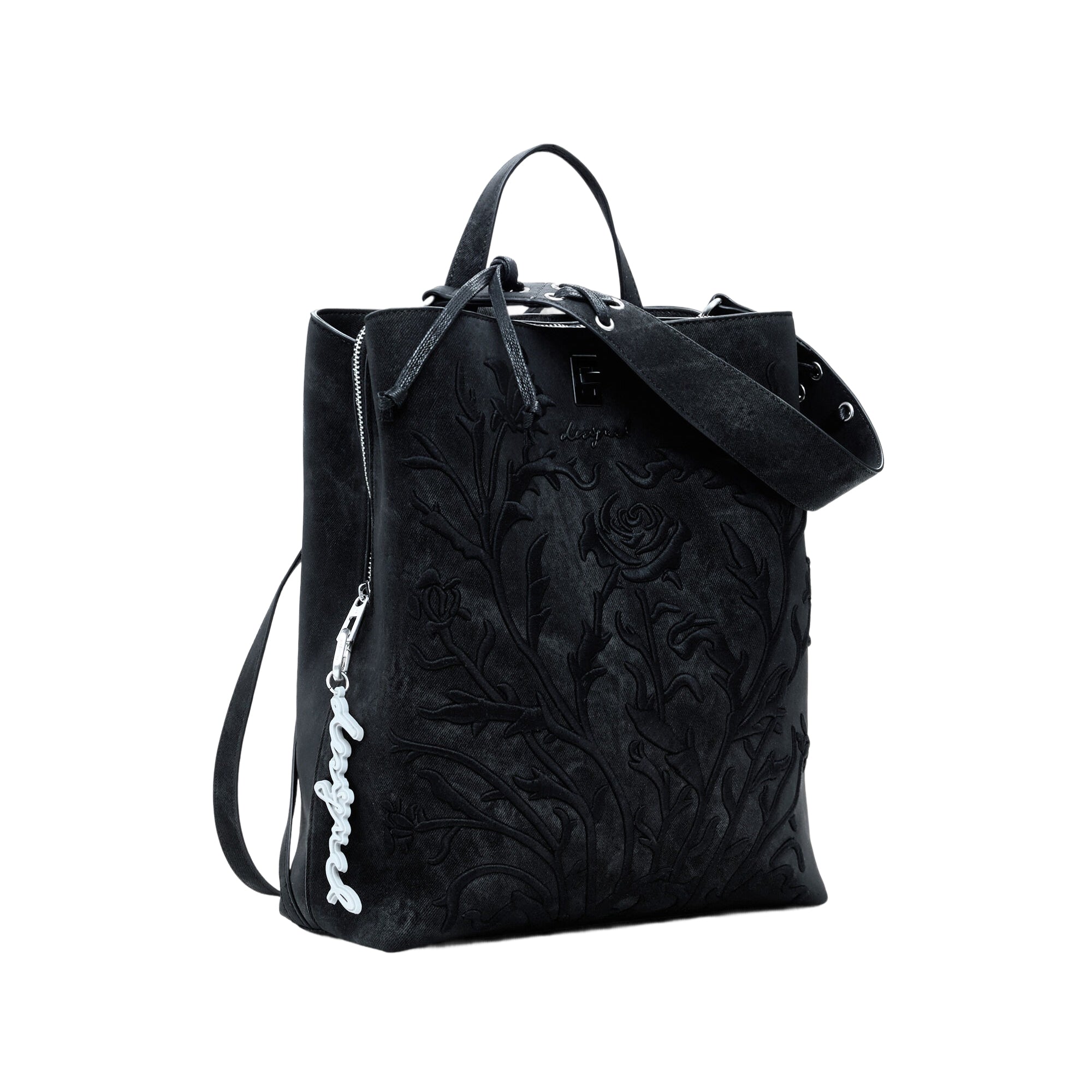DESIGUAL Zaino Donna Nero Romeo Floral con Ricamo