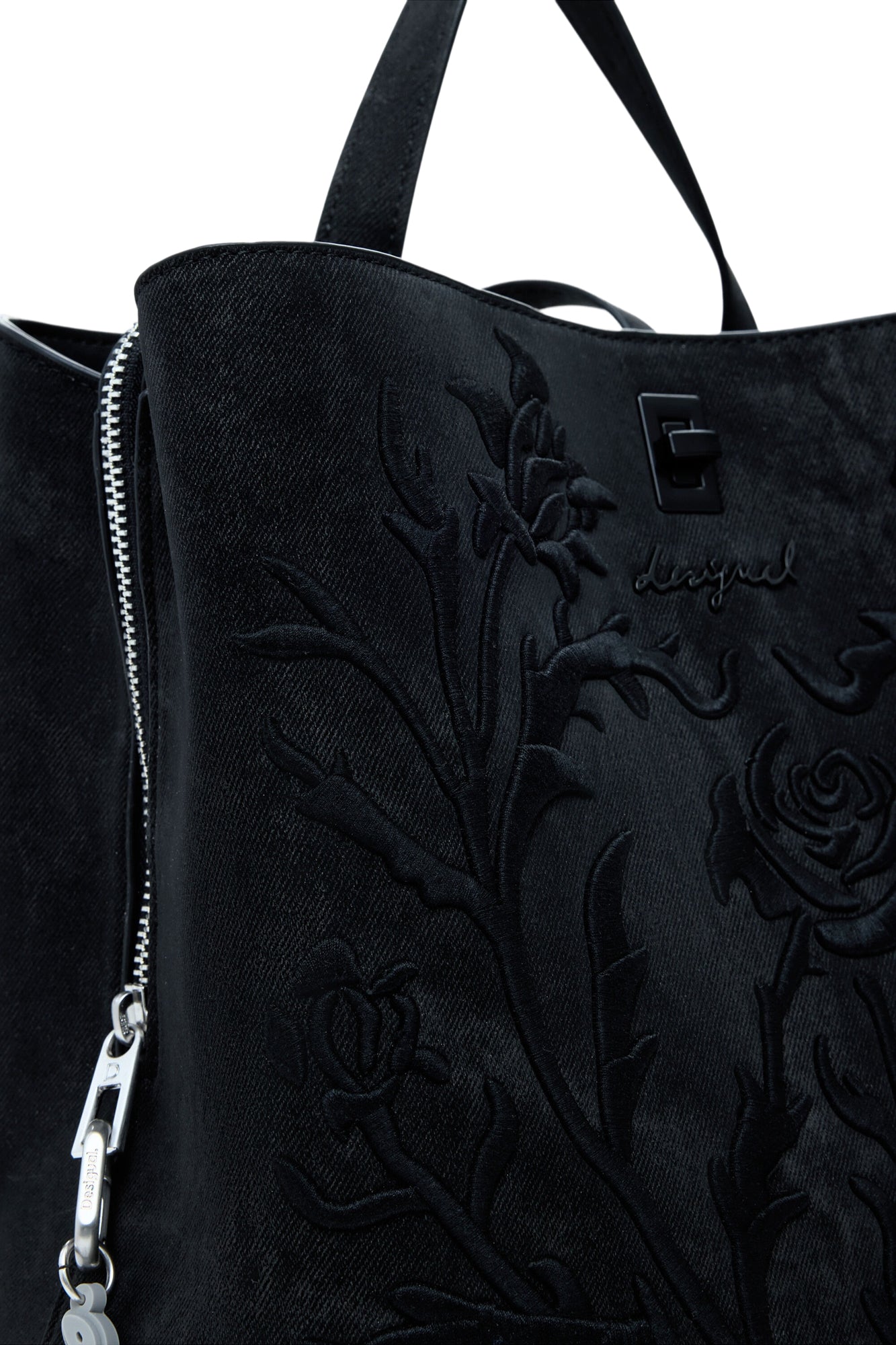 DESIGUAL Zaino Donna Nero Romeo Floral con Ricamo