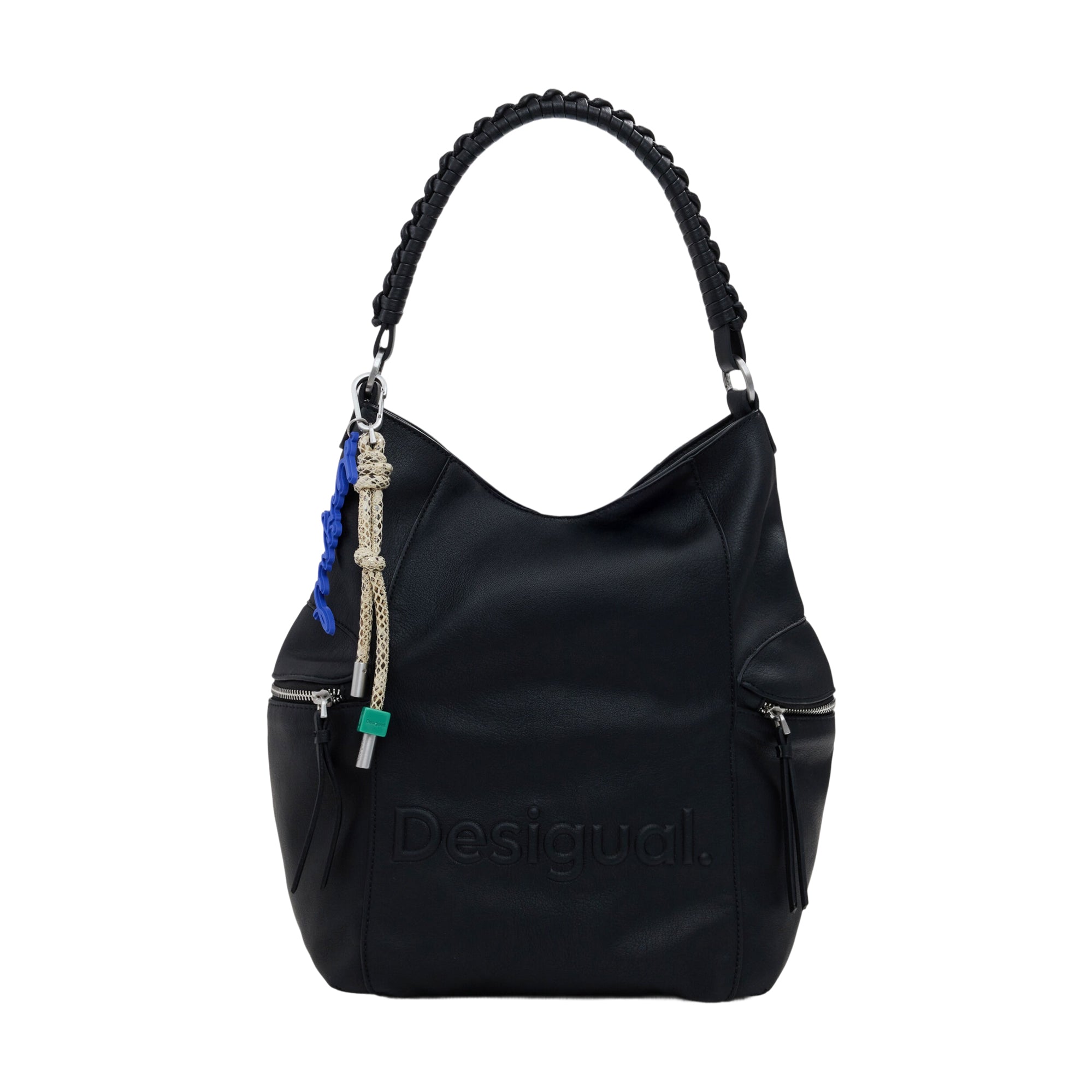 DESIGUAL Borsa Zaino Donna Half Logo Africa con Stampa in Rilievo Nero