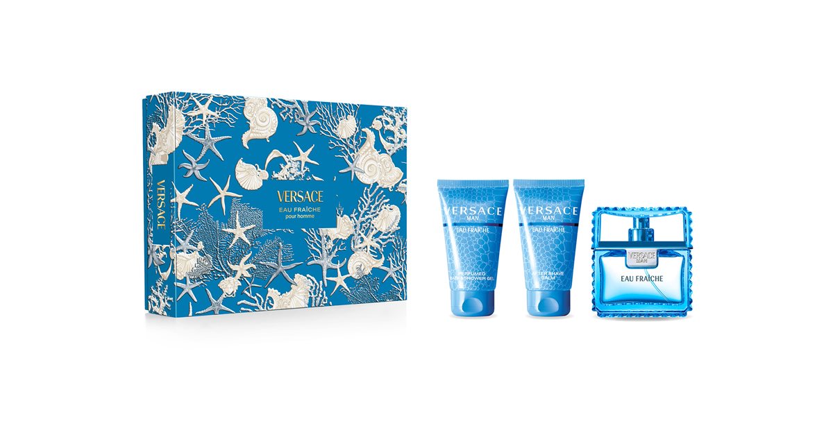 Versace Eau Fraîche: Set Regalo Uomo - Eau de Toilette 50ml + Gel Doccia 50ml + Balsamo 50ml