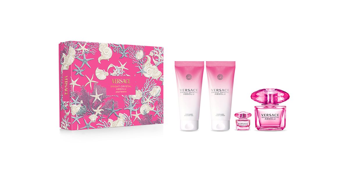 Versace Bright Crystal Absolu Collezione Regalo Donna - Eau de Parfum 90ml + Latte Corpo 100ml + Gel Doccia 100ml + Mini Eau de Parfum 5ml