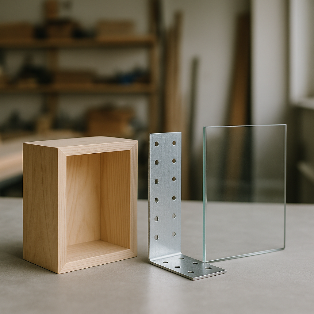 Materiali per espositori: legno, metallo e vetro