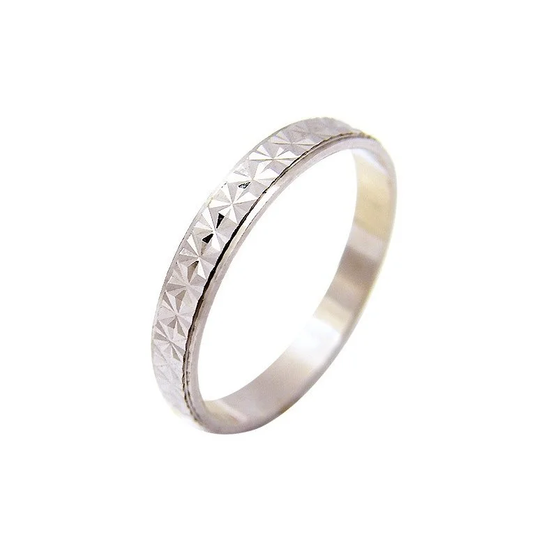 Fedina in oro bianco 18 kt modello Neve sfaccettato