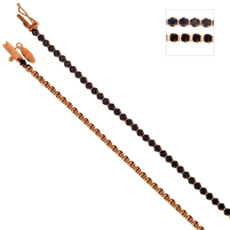Bracciale tennis in oro rosa pietre nere 803321726505