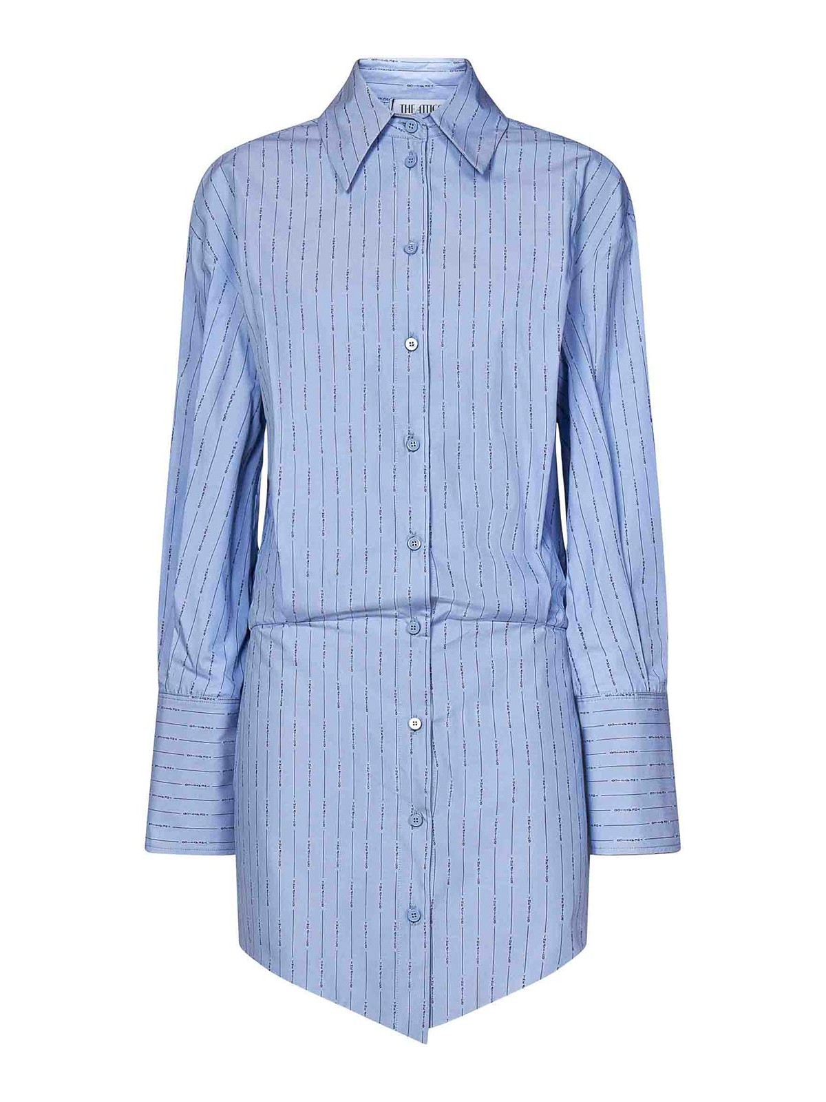 Miniabito Silvye Shirt: Cotone Azzurro e Jacquard Navy