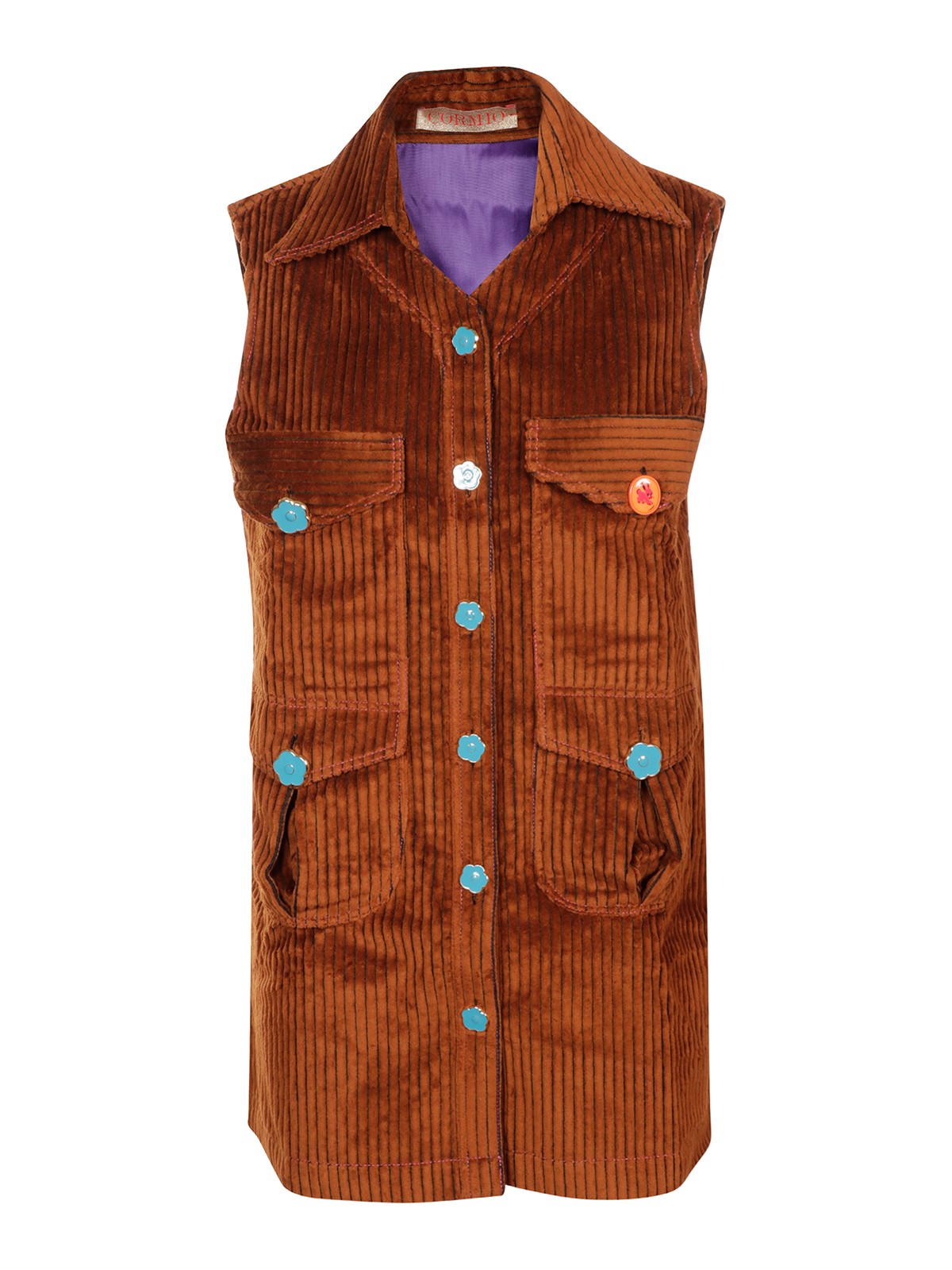 Abito Corto in Velluto a Coste