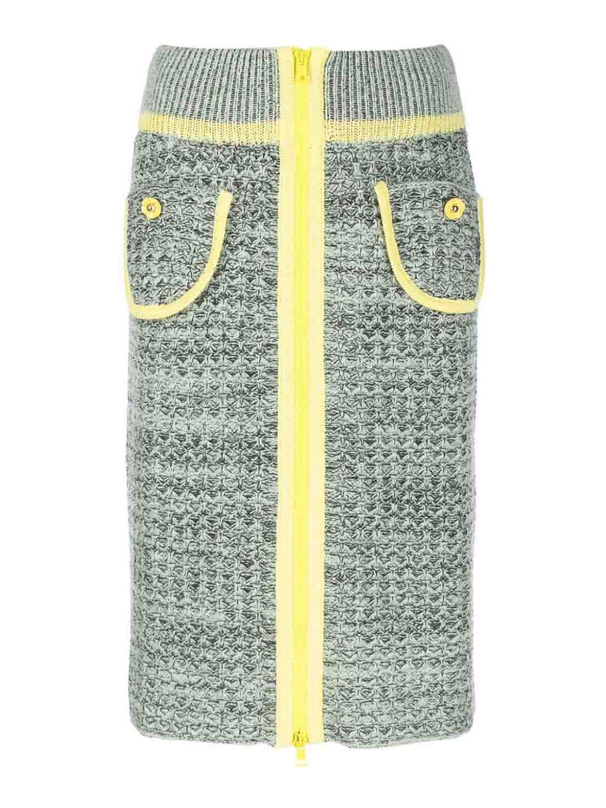 Gonna in Maglia con Raffinati Ricami Floreali