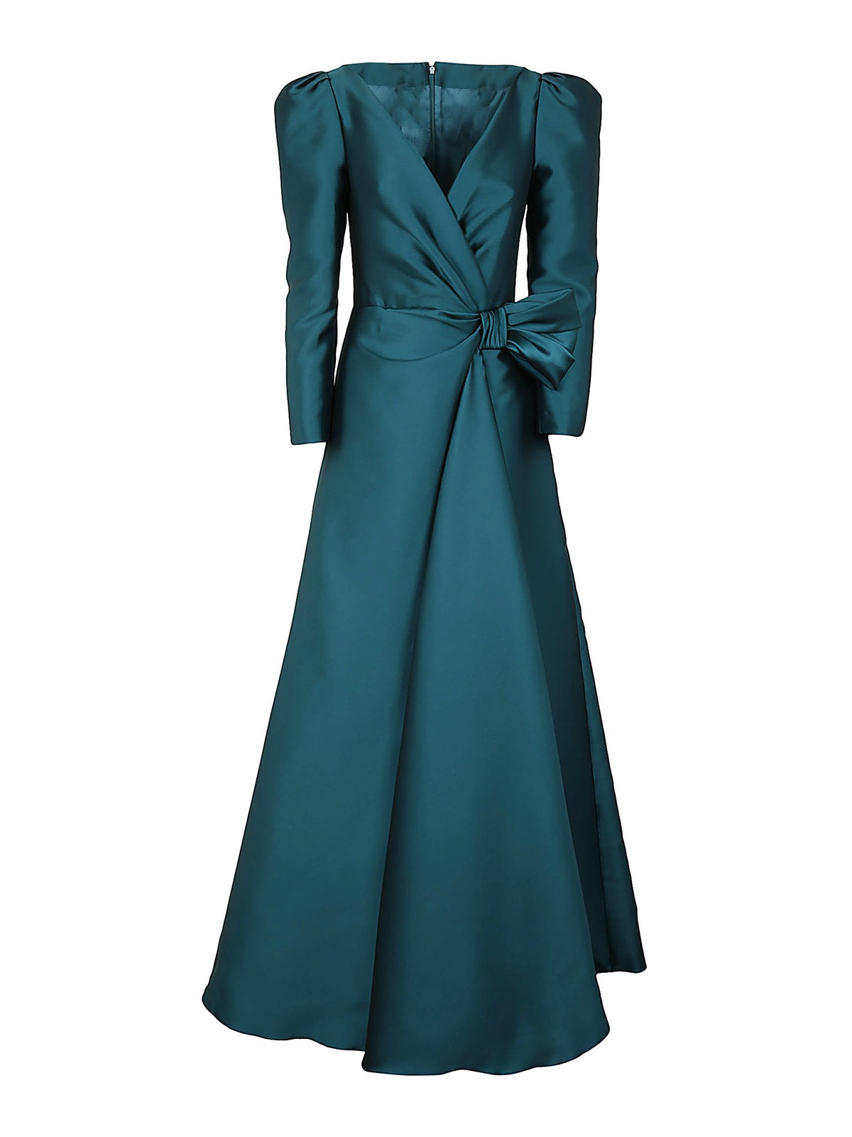 Abito con scollo a V in Mikado Blu Ottani