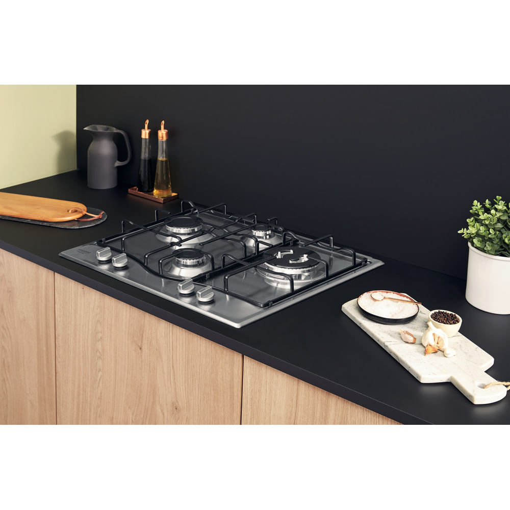 Piano cottura a gas Hotpoint Ariston PCN 642 T/IX/HAR: 4 zone cottura