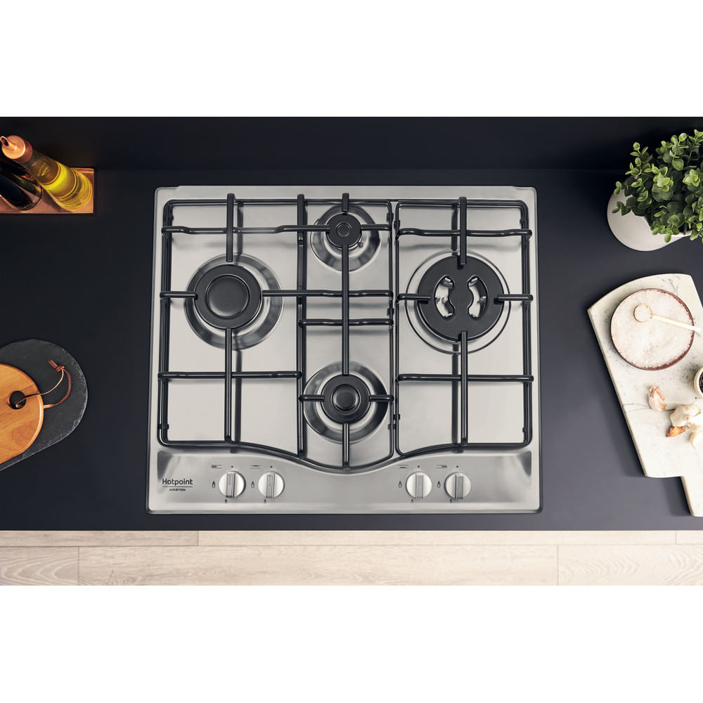 Piano cottura a gas Hotpoint Ariston PCN 642 T/IX/HAR: 4 zone cottura