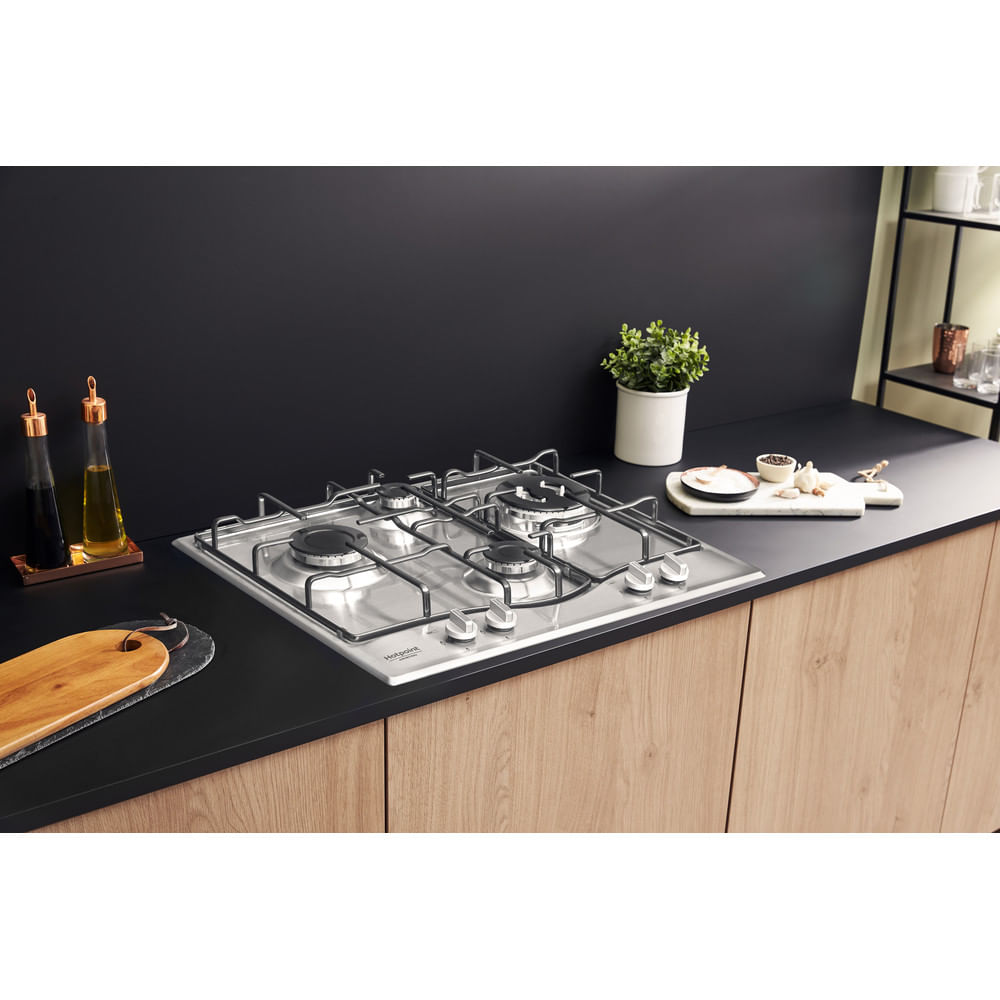 Piano cottura a gas Hotpoint Ariston PCN 642 T/IX/HAR: 4 zone cottura