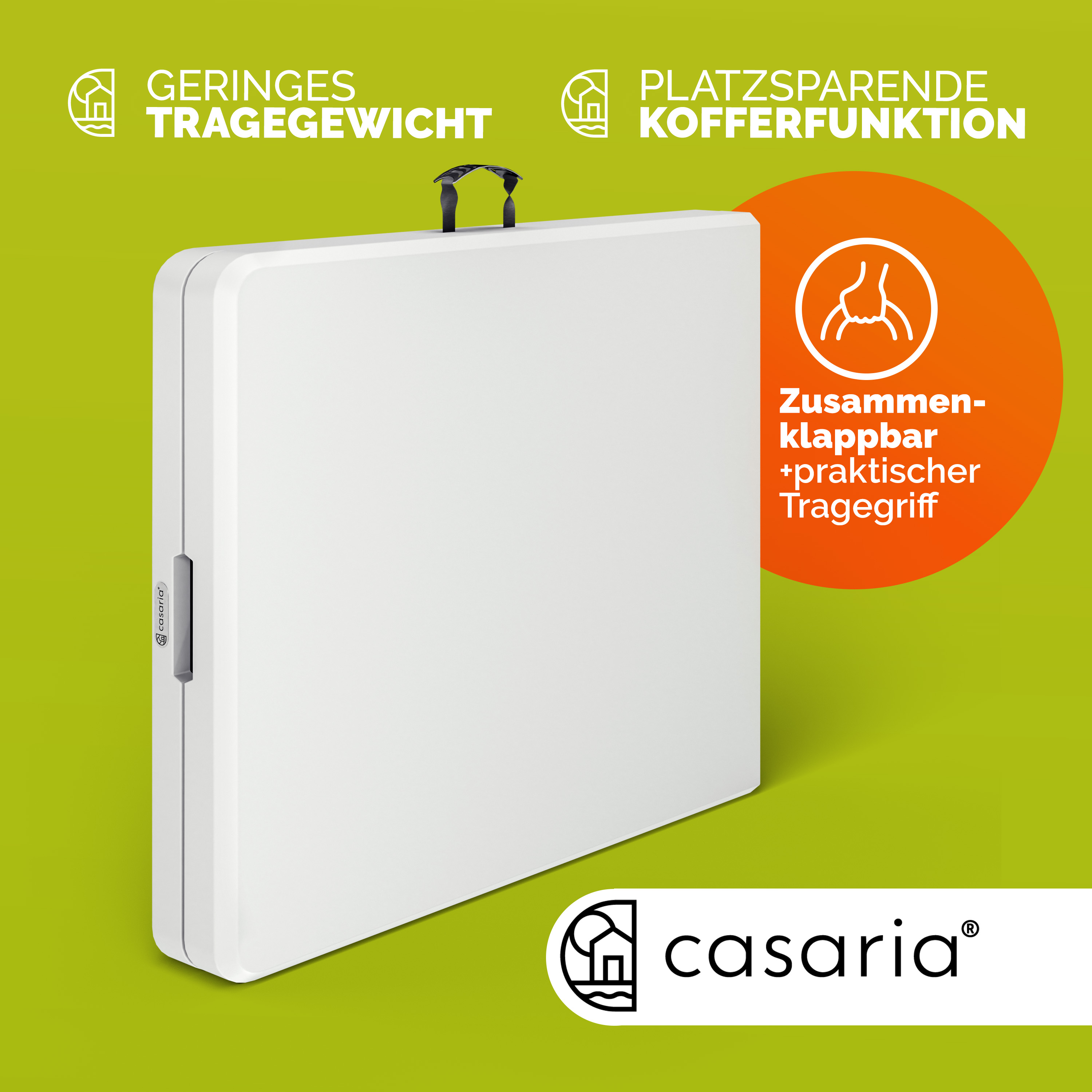 Tavolo da Giardino Bianco Pieghevole 220x70x72cm - Con Trasporta