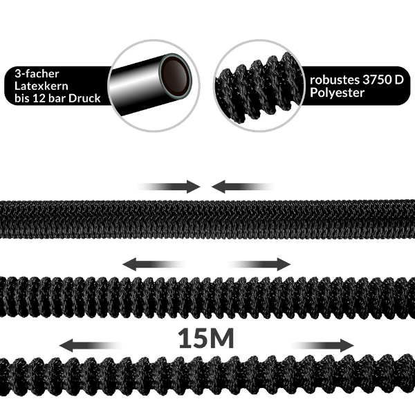 Tubo per irrigazione nero 15 m flessibile