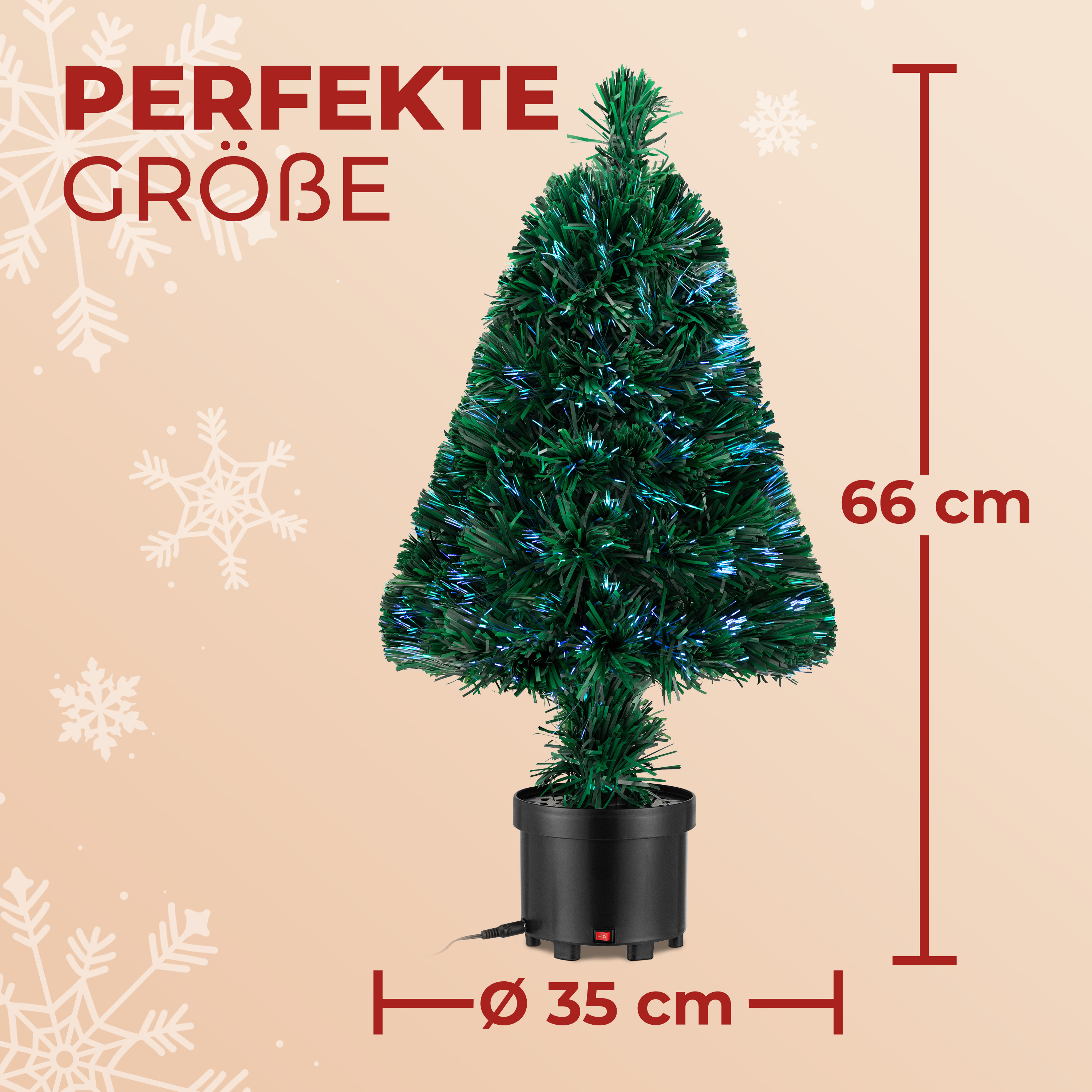 Albero di Natale 66 cm colori cangianti 9 effetti di luce
