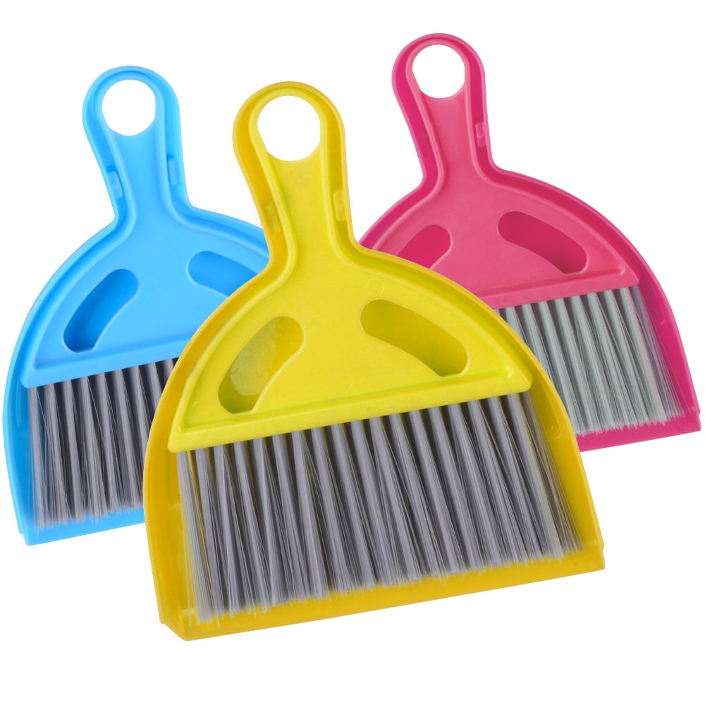 Set di 3 Scopettine con Paletta, Plastica Colorata