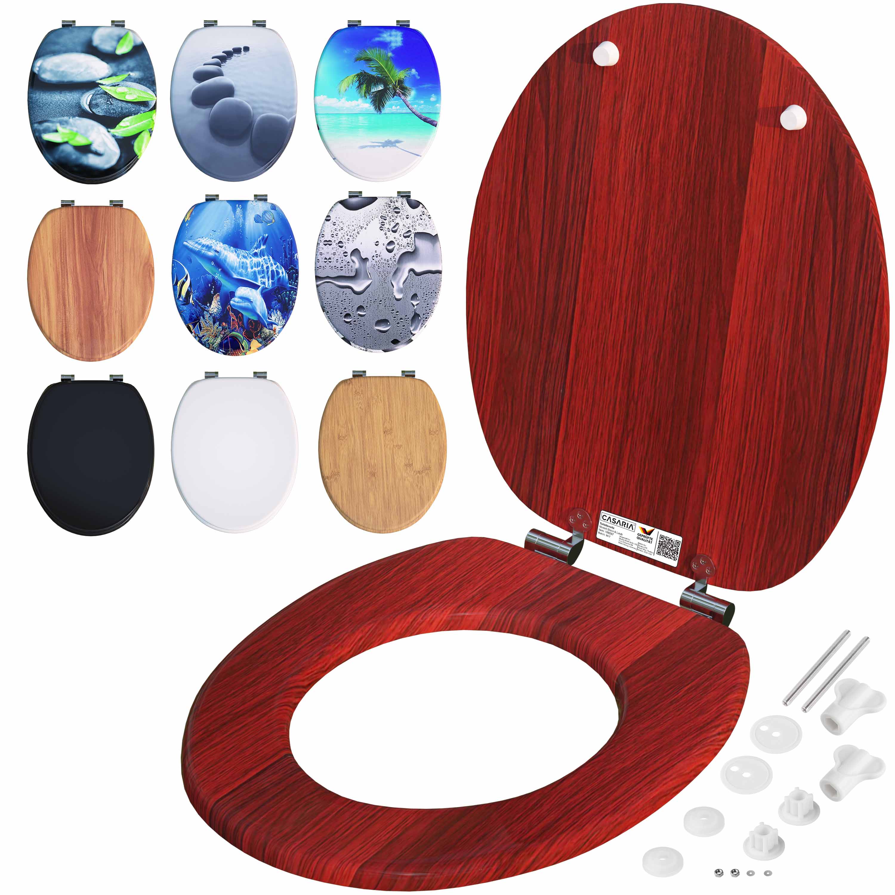 Sedile della toilette in mogano con meccanismo soft-close MDF