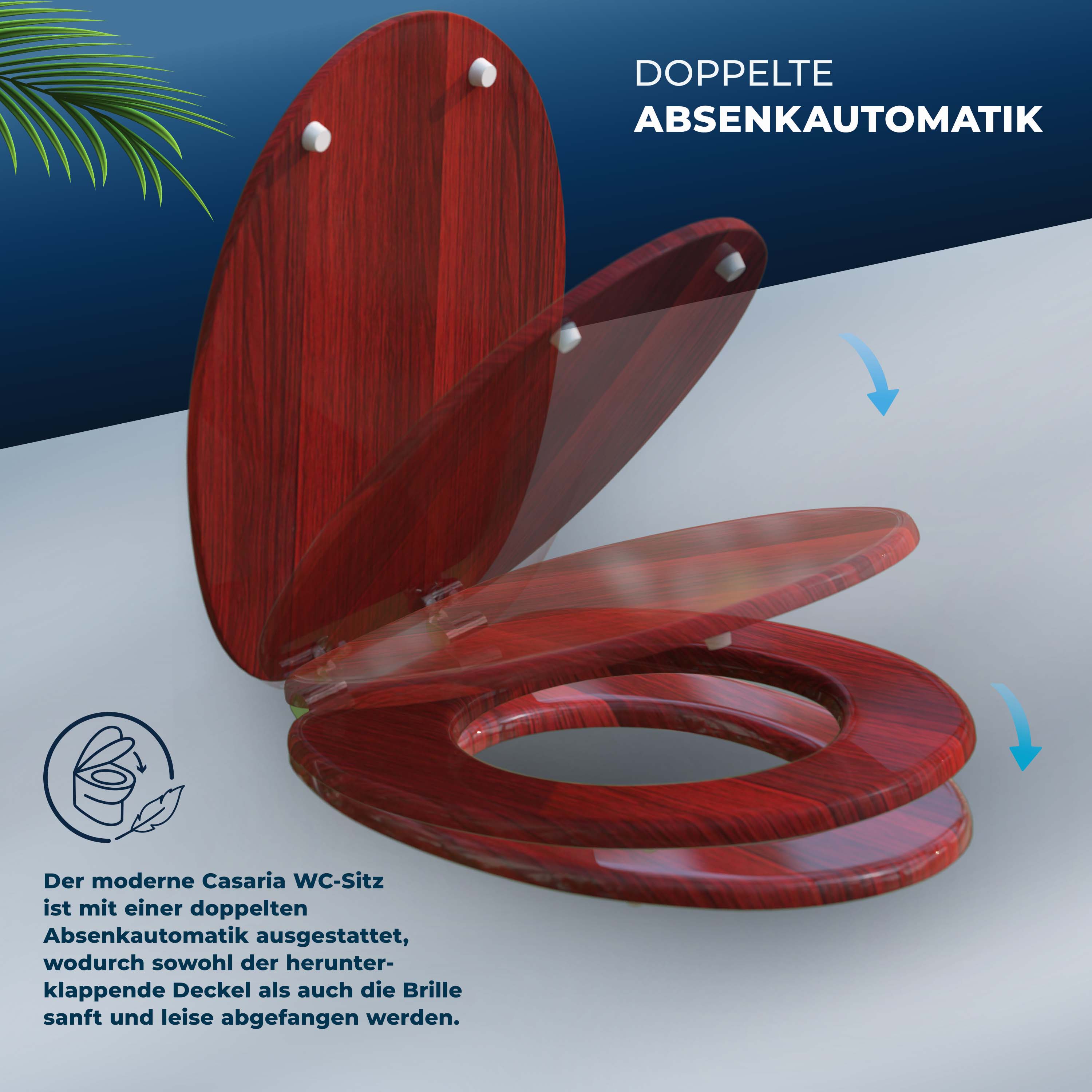 Sedile della toilette in mogano con meccanismo soft-close MDF