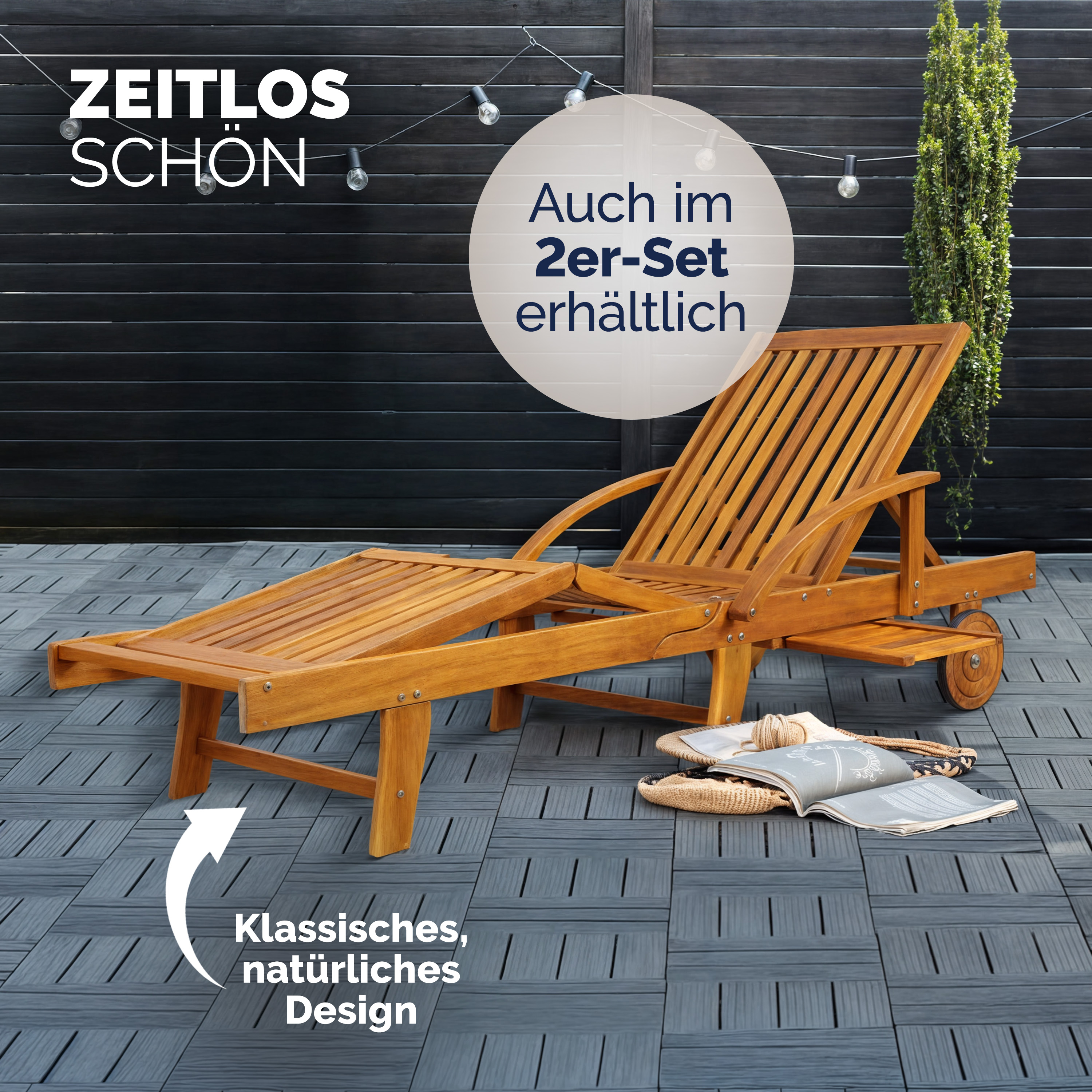 Lettino Tami Sun in Legno di Acacia: Comfort e Versatilità