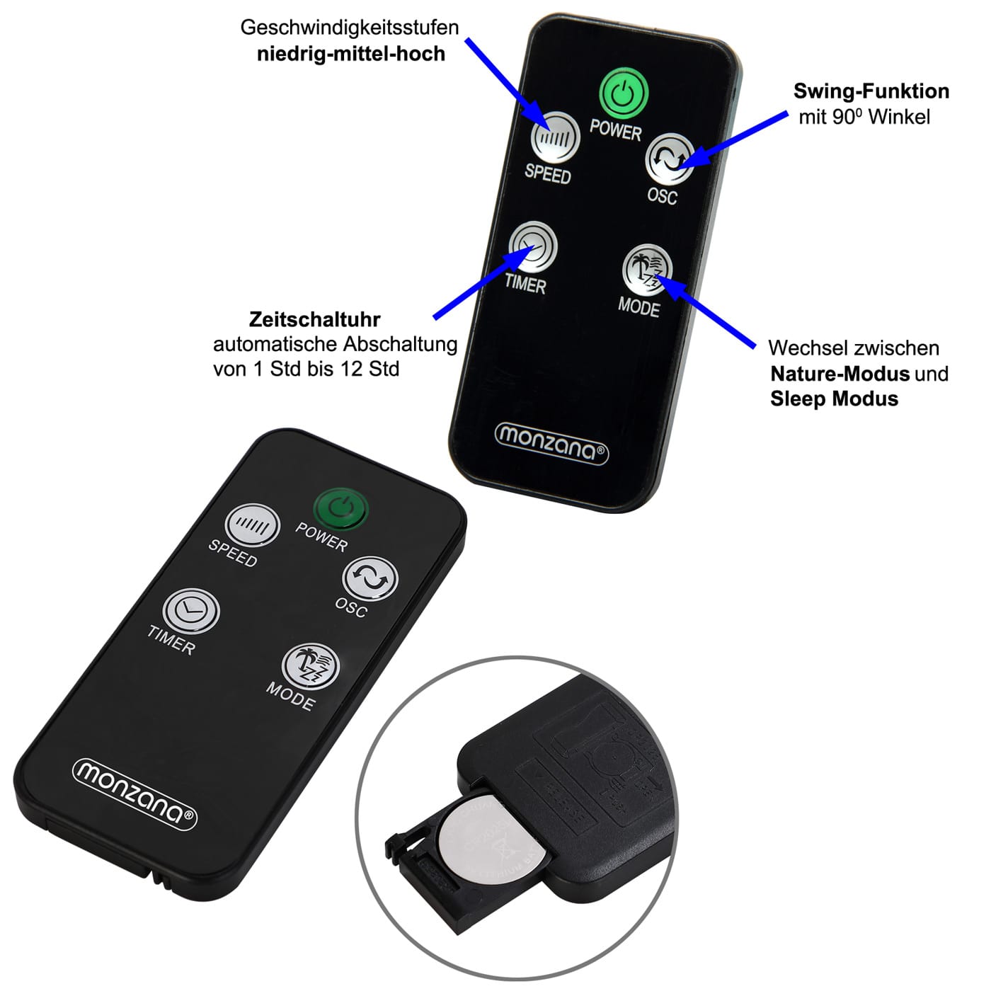 Ventilatore a Torre Oscillante 90° con Telecomando 45W