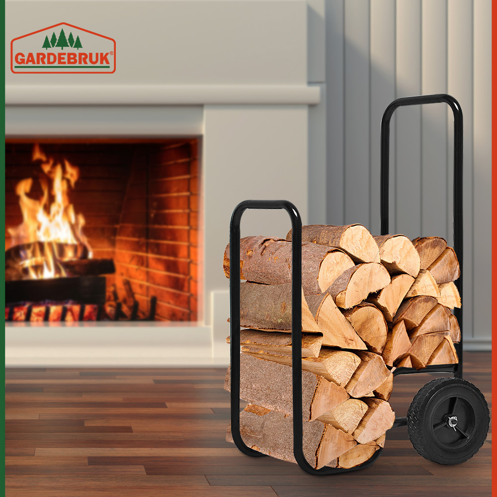 Carrello portalegna nero 80kg