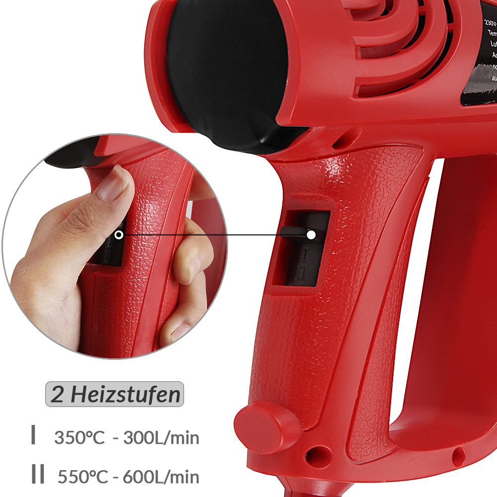 Pistola termica 2000 Watt incluso accessori e valigia