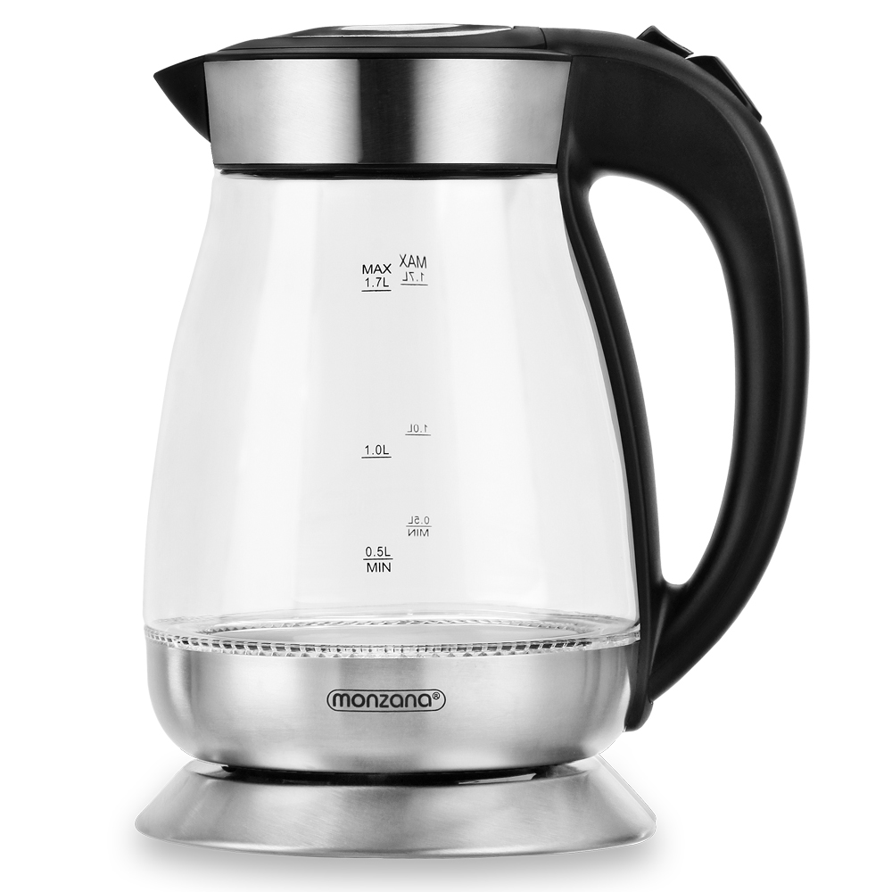 Bollitore d'acqua acciaio inox vetro 1,7L 2200W