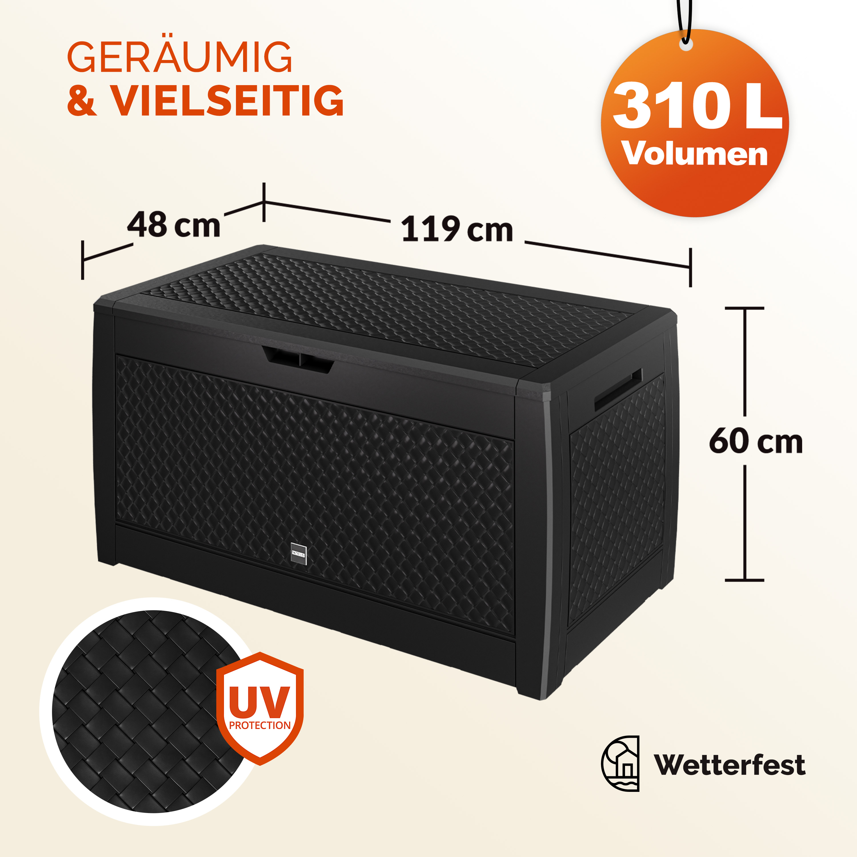 Baule da giardino Matuba antracite 119x48x60cm