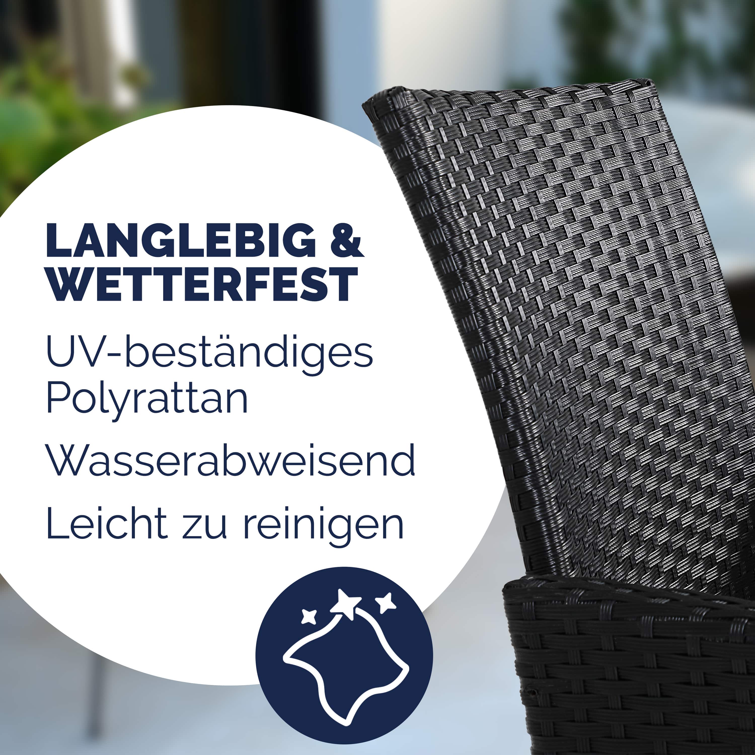 Panchina Cinema Polyrattan Nero 143x64x88cm