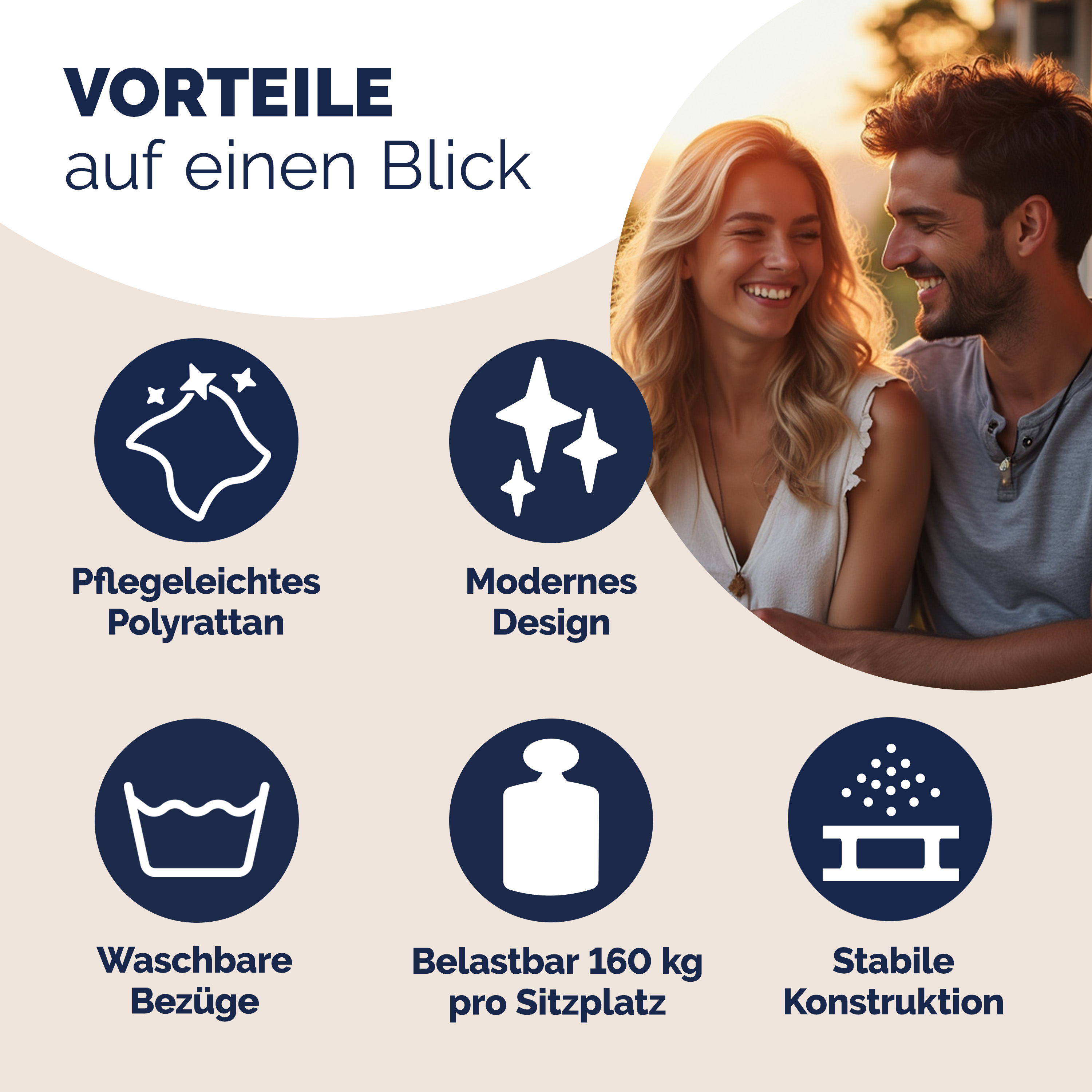 Panchina Cinema Polyrattan Nero 143x64x88cm