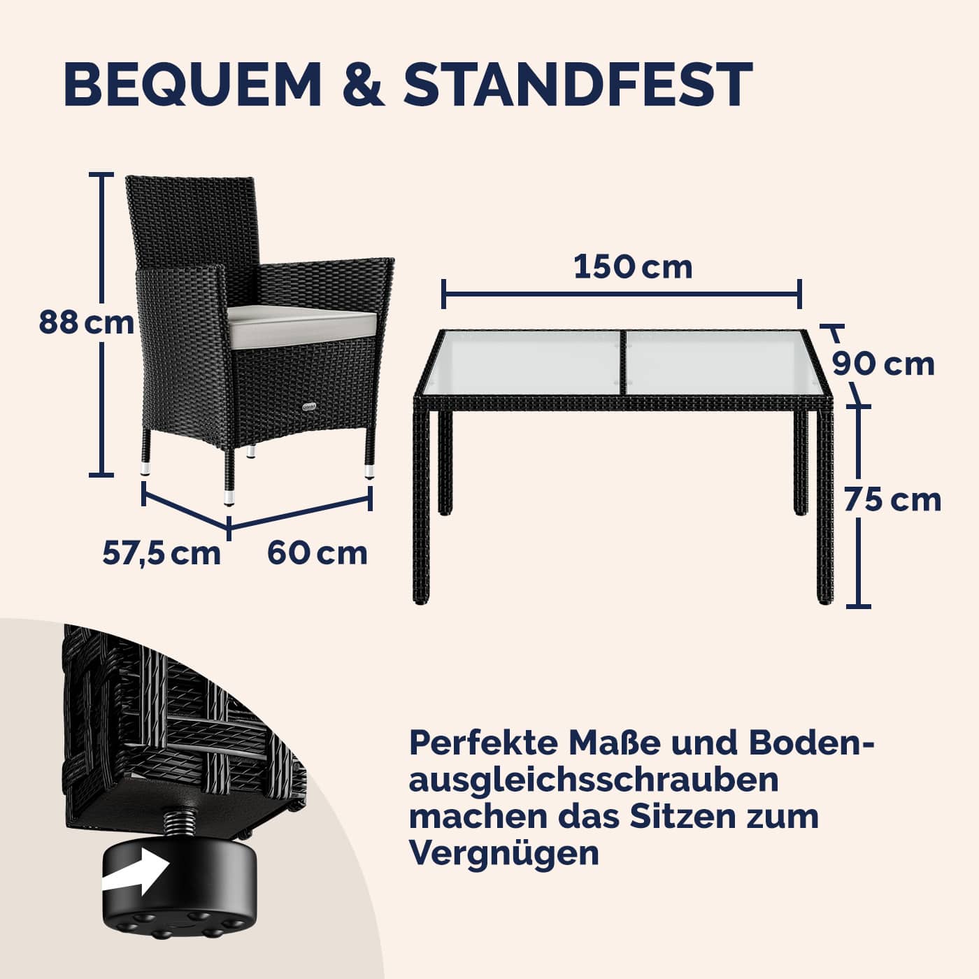 Salotto da giardino Bali con sedie impilabili 13 pezzi nero polyrattan