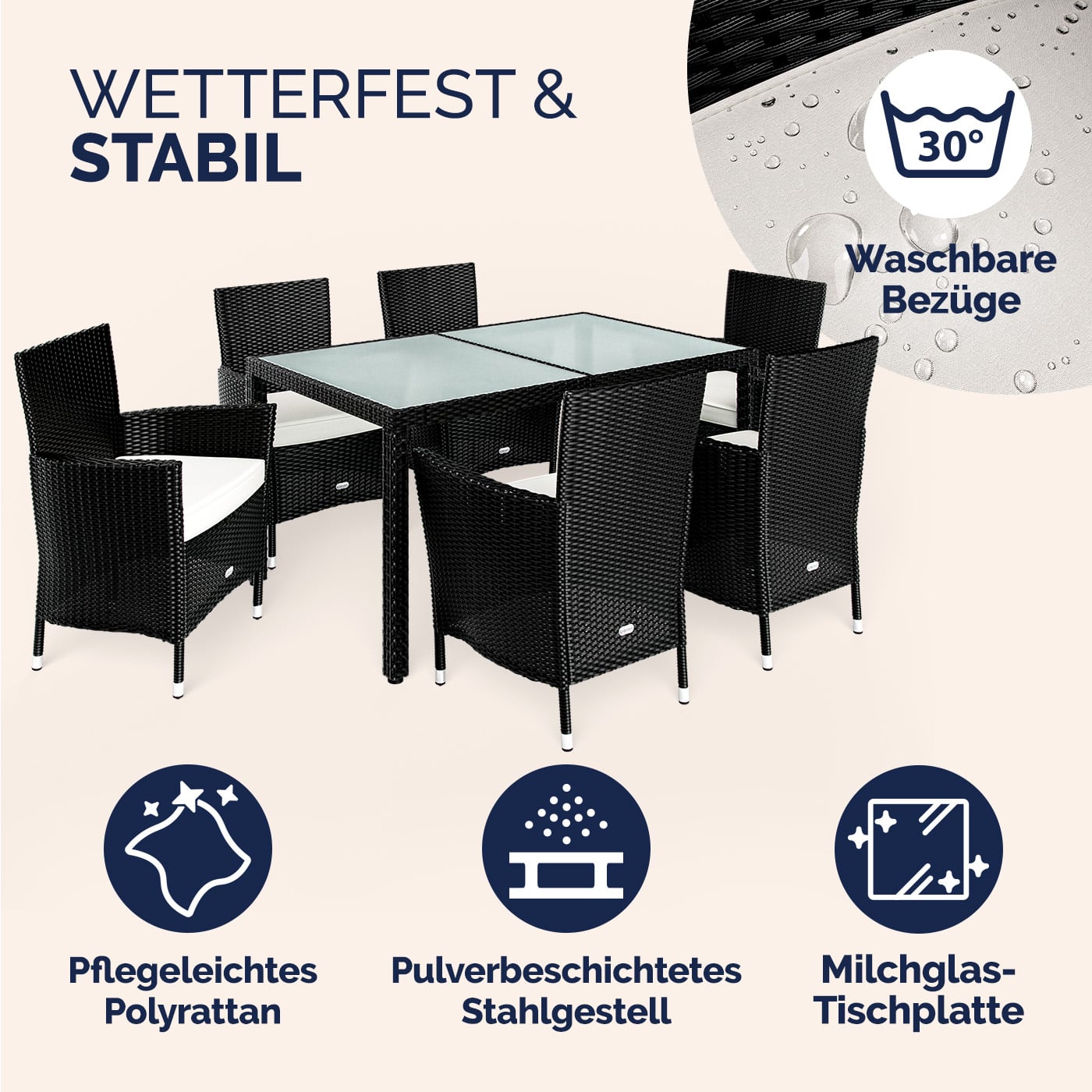 Salotto da giardino Bali con sedie impilabili 13 pezzi nero polyrattan