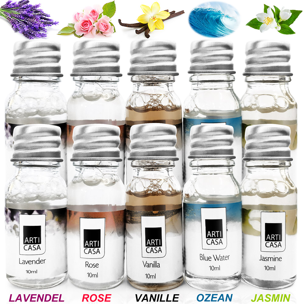 Set di 10 oli profumati Lavanda-Oceano-Gelsomino-Rosa-Vaniglia