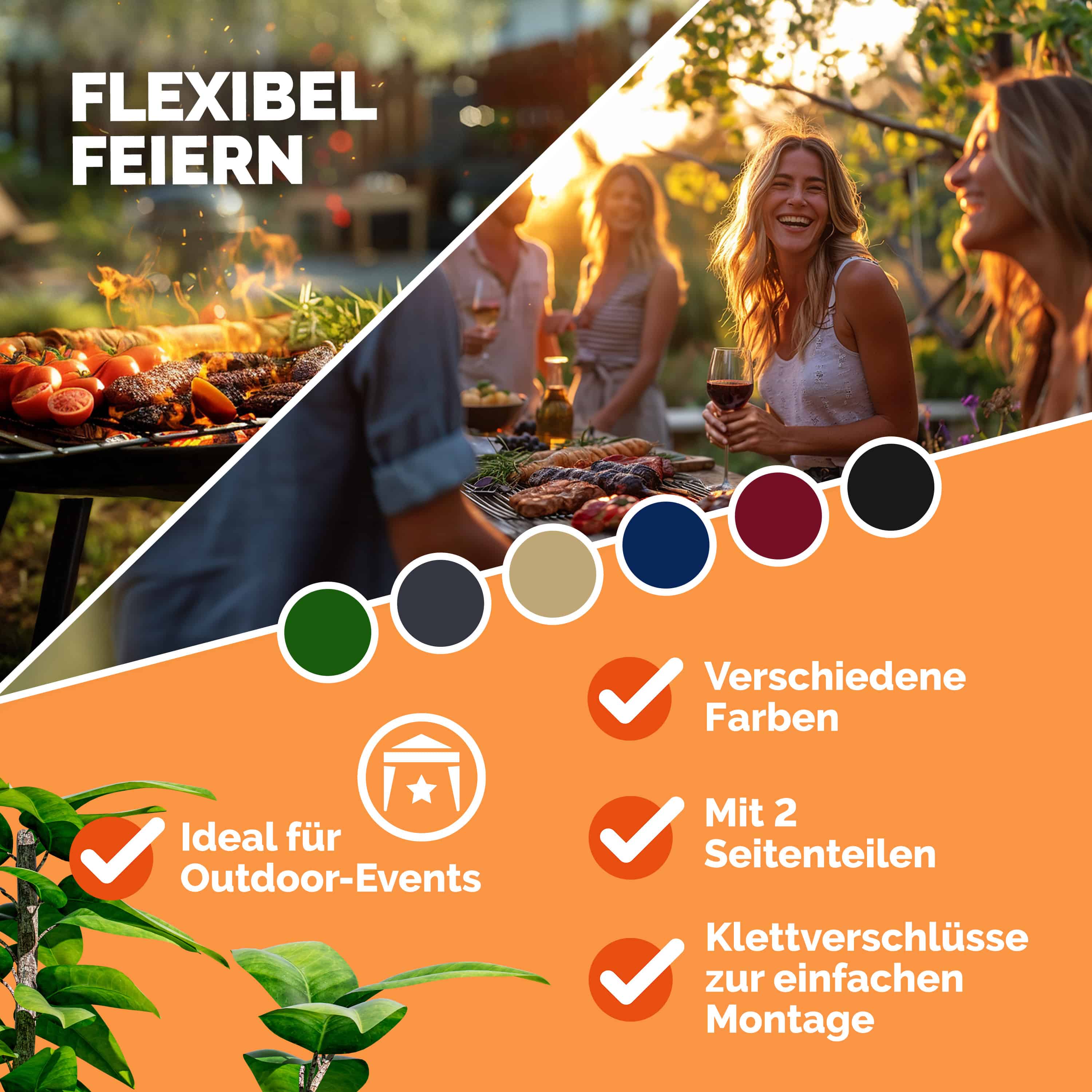 Gazebo Pieghevole Capri Blu 3x3m con 2 Pareti Laterali