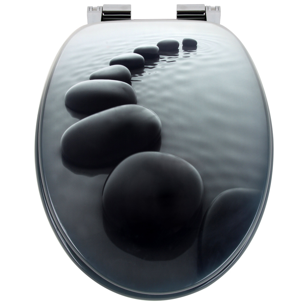 Copriwater nero fantasia pietre chiusura ammortizzata