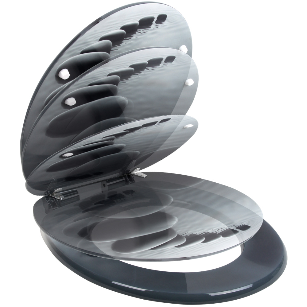 Copriwater nero fantasia pietre chiusura ammortizzata