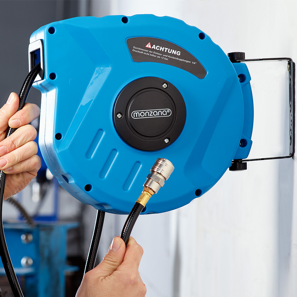 Avvolgitubo ad aria compressa 10m raccordo rapido 3/8\"