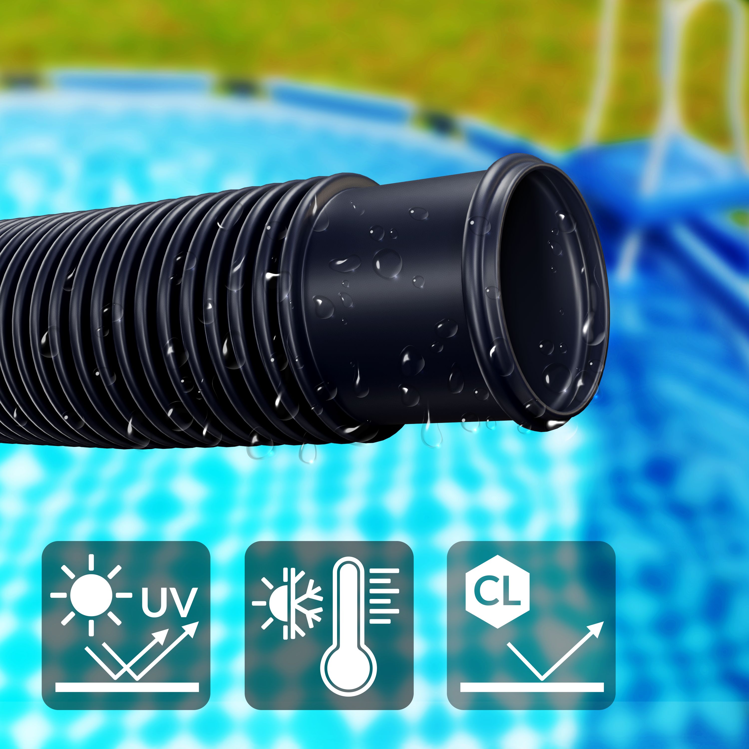 Tubo per piscina nero Ø32mm x 14m