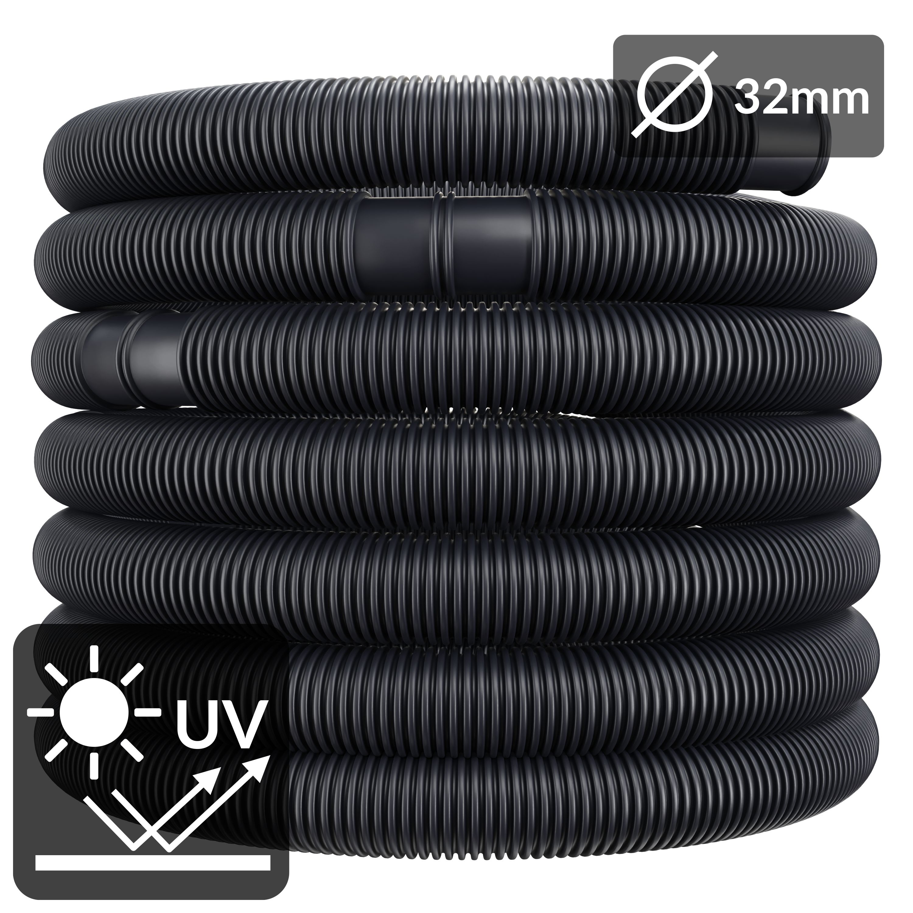 Tubo per piscina nero Ø32mm x 10m