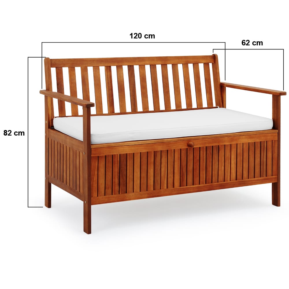 Cassapanca da giardino in legno acacia 120x62x82cm