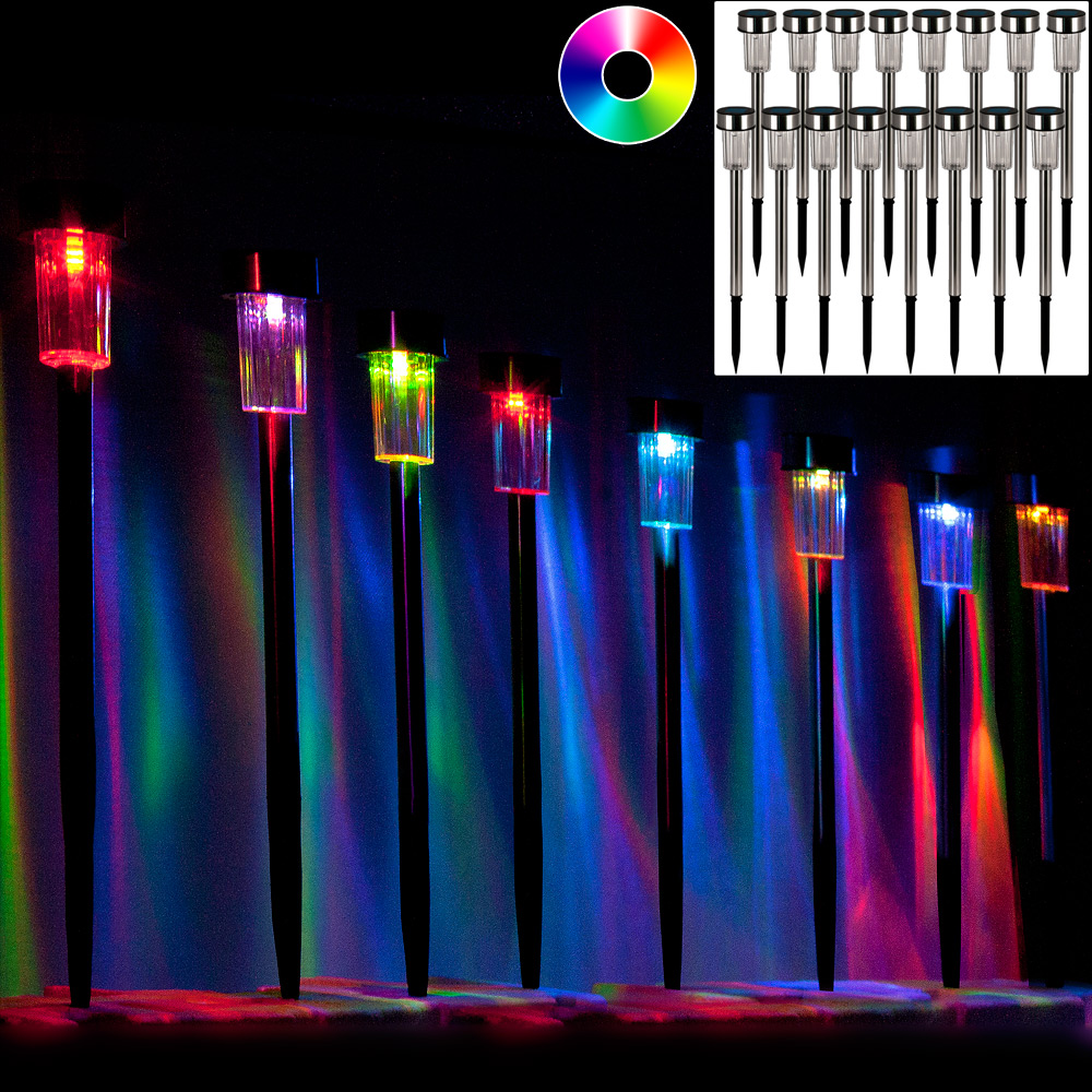Lampade solari LED set 16 pz acciaio inox multicolore