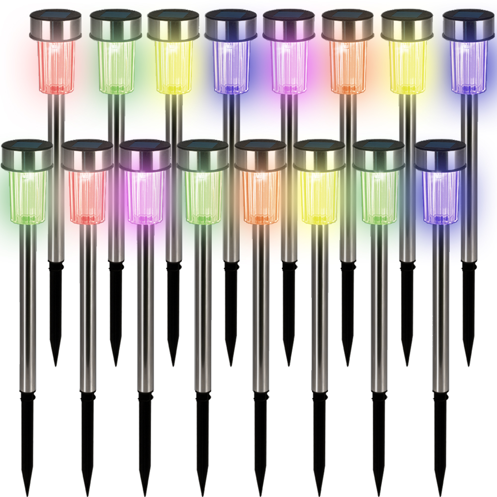 Lampade solari LED set 16 pz acciaio inox multicolore