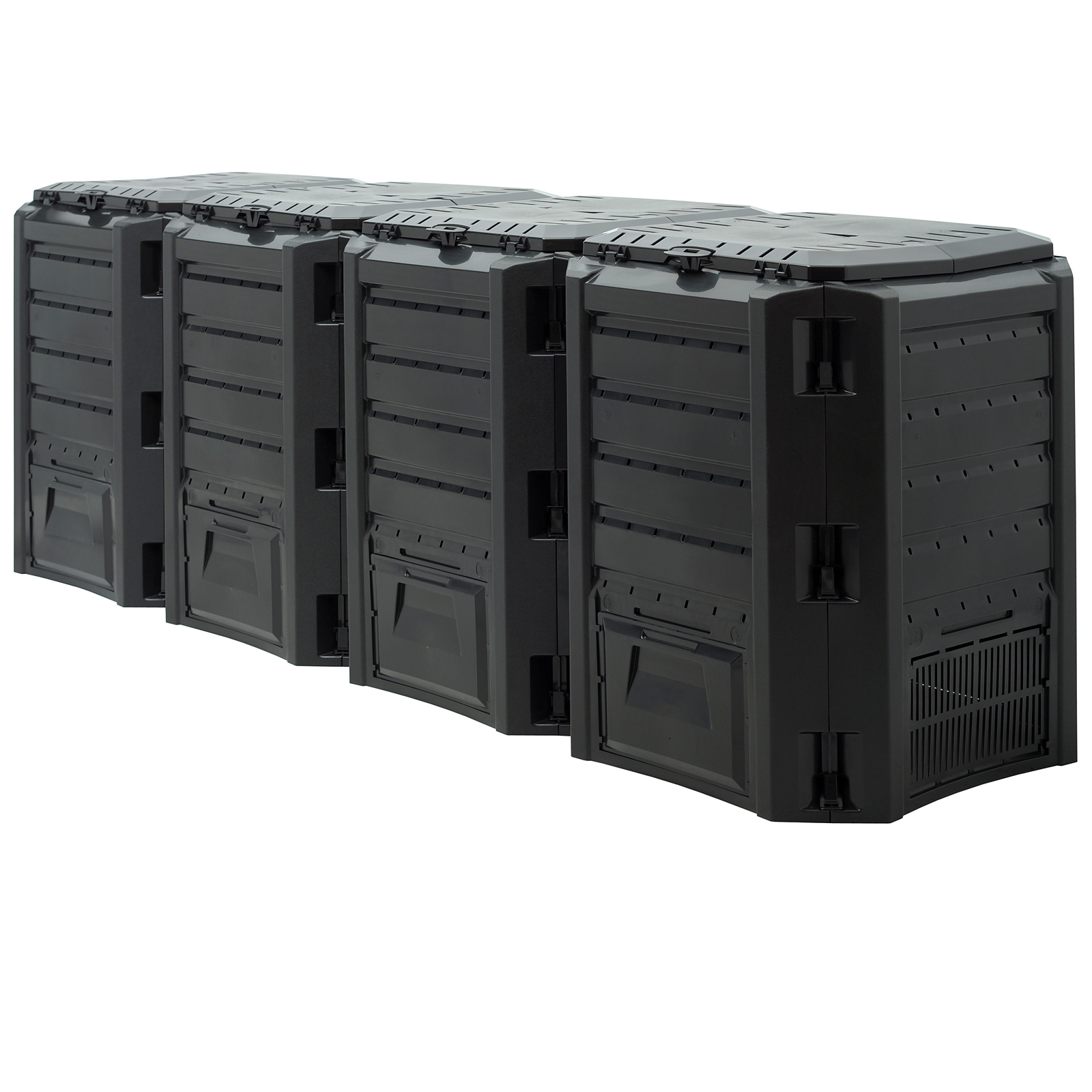 Compostiera da Giardino Nera 1600L - 198x72x83cm