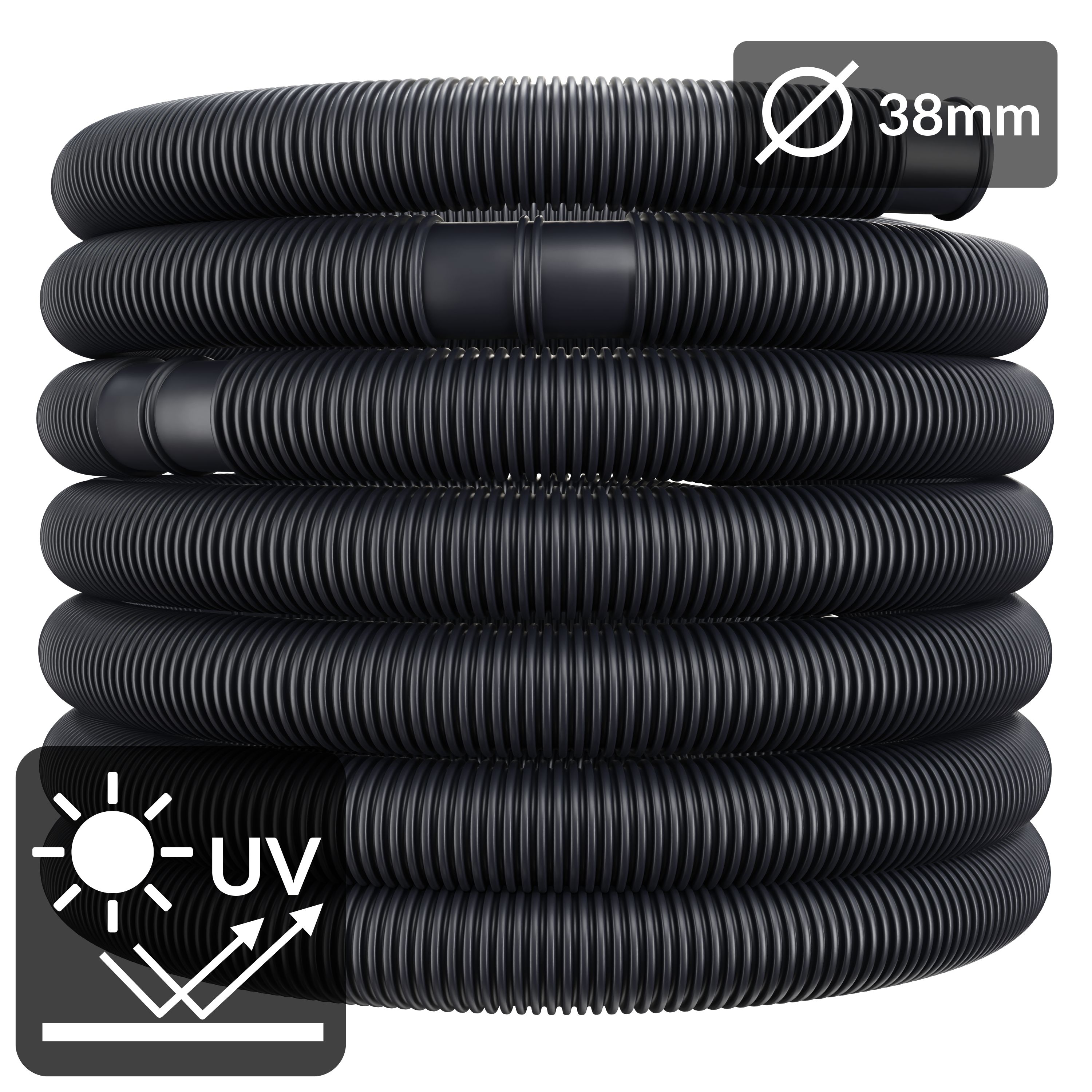 Tubo per piscina nero Ø38mm x 14m